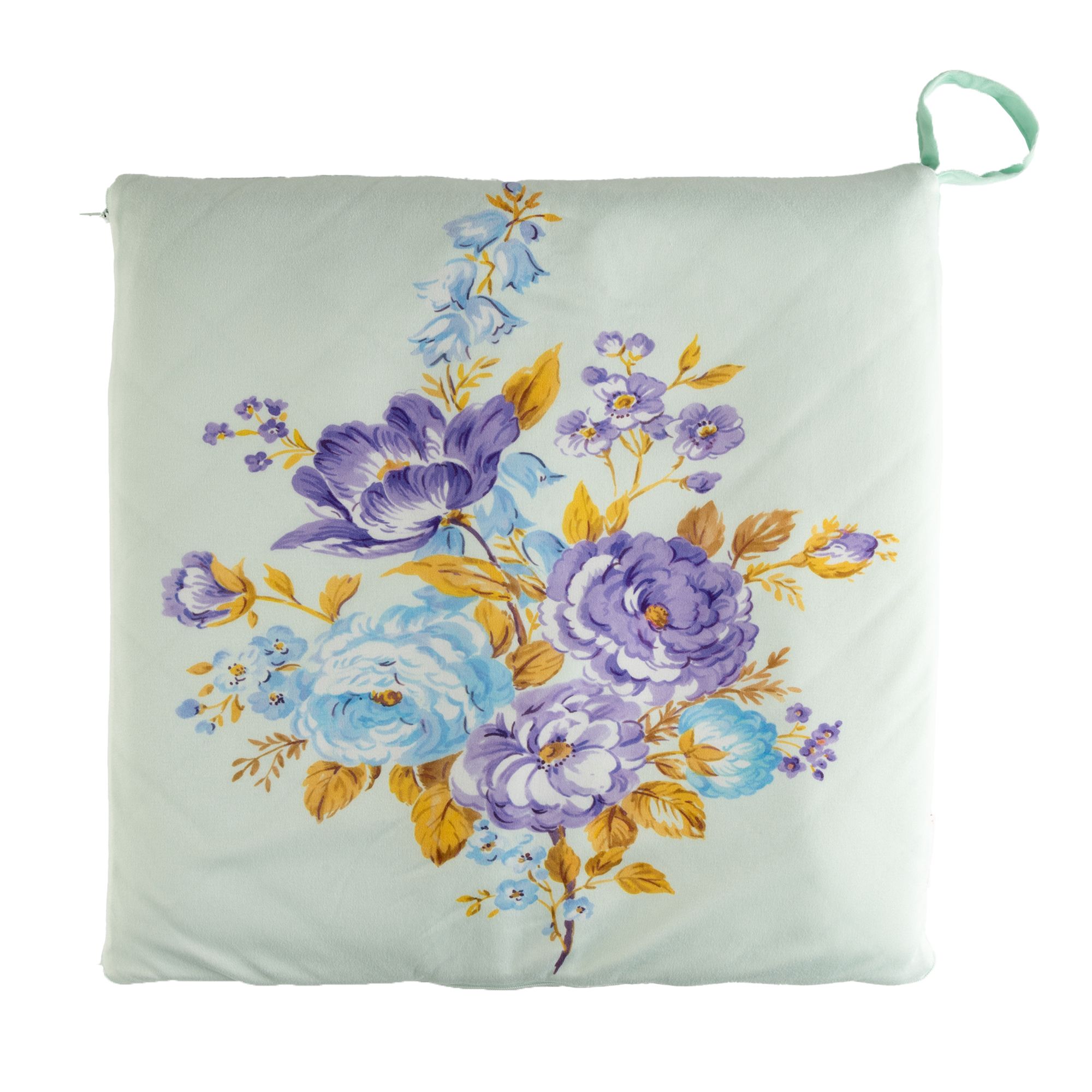 JERYMOOD 2in1-Kissen+Decke Blumendruck Mikrofaser Jersey ca.45x45cm/150x200cm