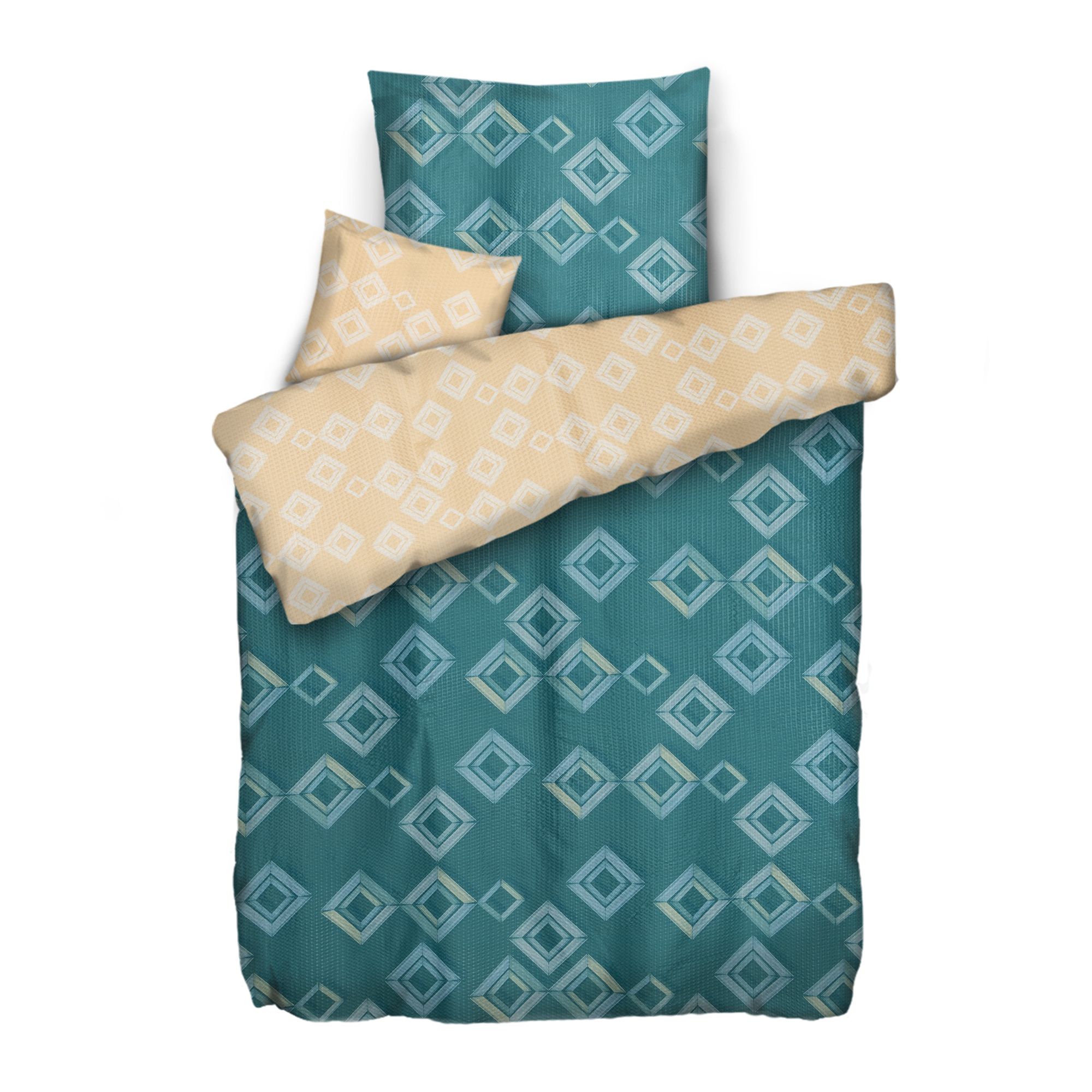 SOFT WAVE Wendebettwäsche Karo-Design Mikrofaser Seersucker Einzelbett, 3tlg.