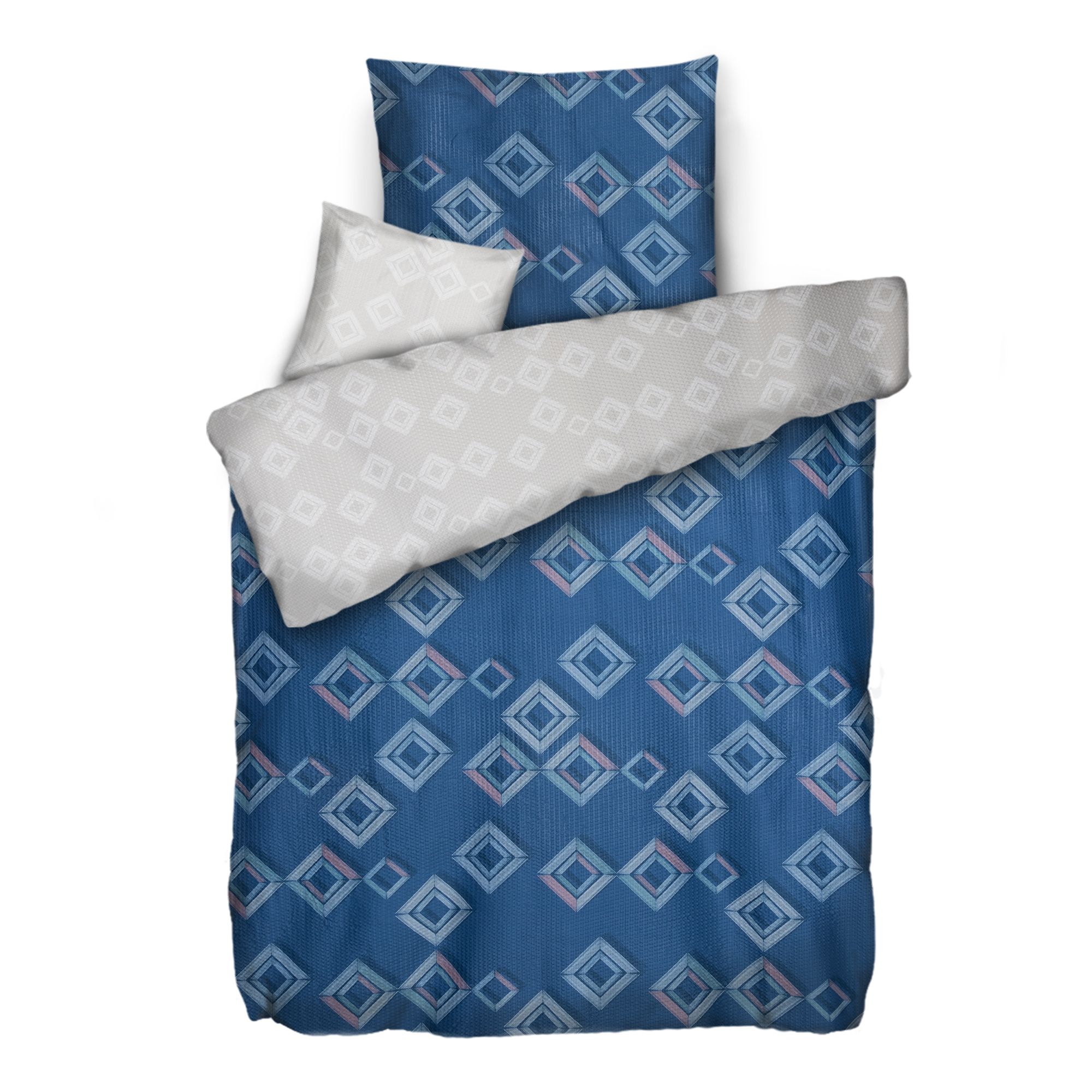 SOFT WAVE Wendebettwäsche Karo-Design Mikrofaser Seersucker Einzelbett, 3tlg.