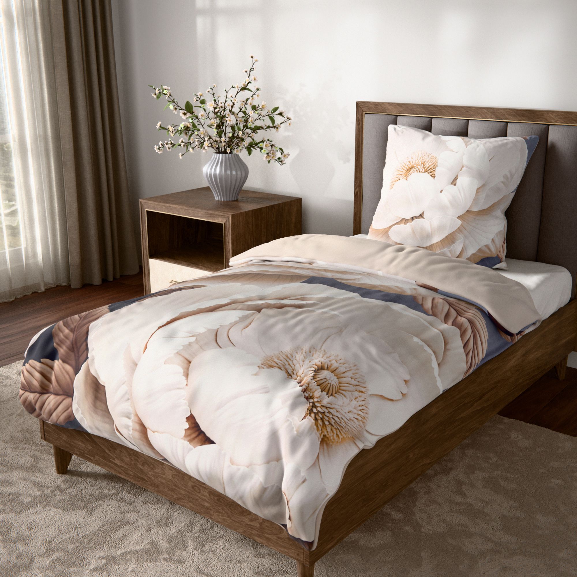 JERYMOOD extra soft Wendebettwäsche weiße Blüten Mikrofaser Jersey Einzelbett, 2tlg.