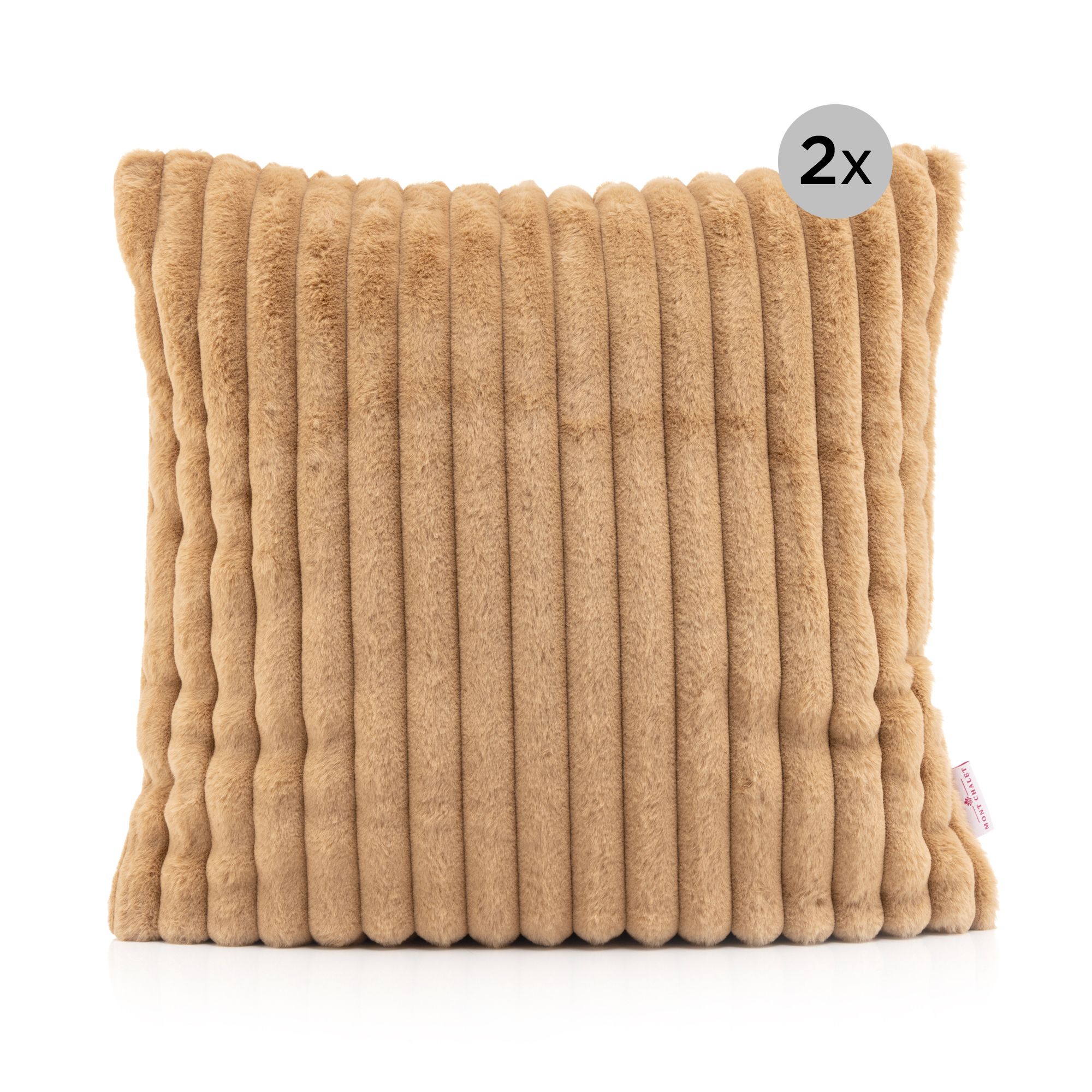 MONT CHALET 2 Kissenhüllen uni Jaquard-Streifen Mikrofaser waschbar, 50x50cm