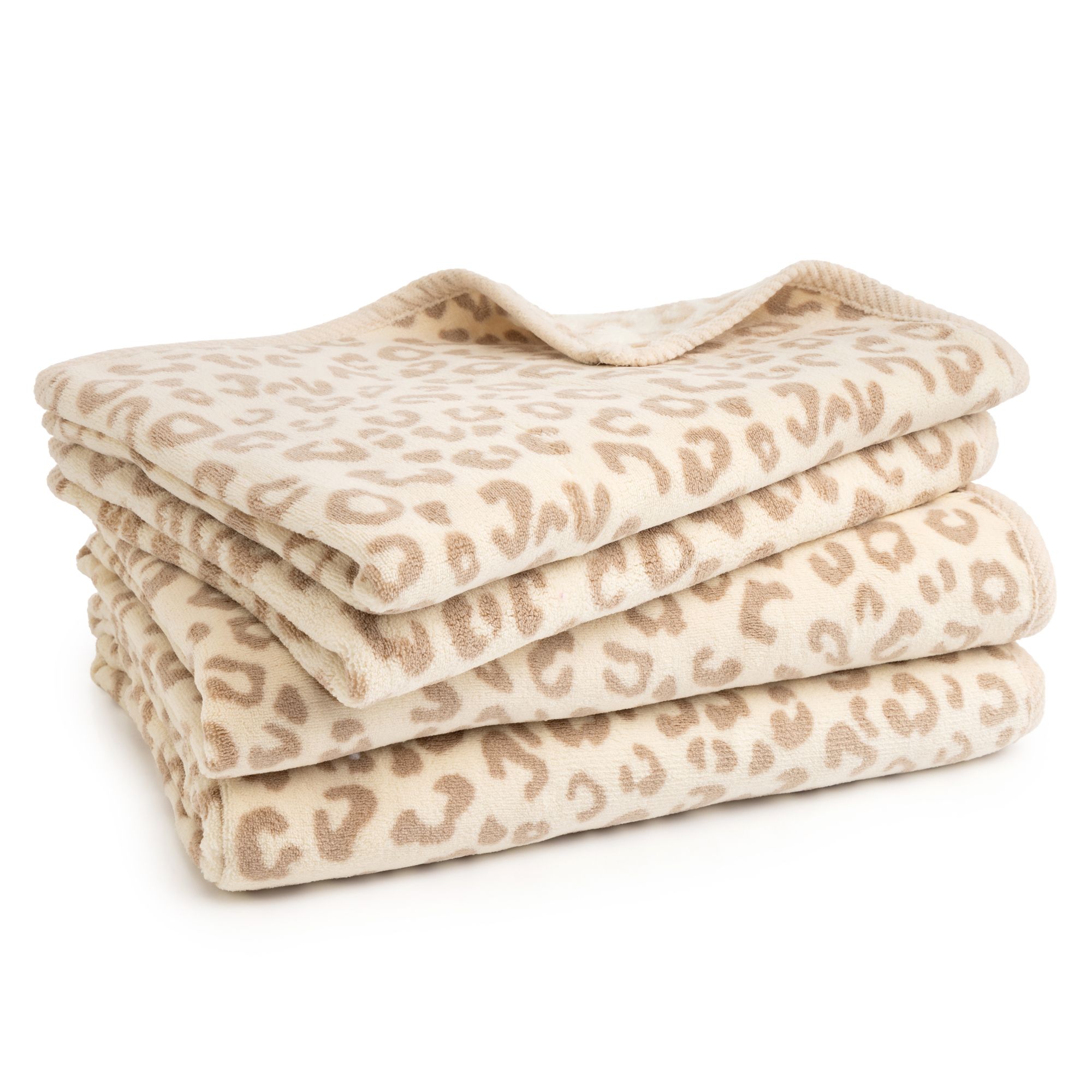 MONT CHALET Handtuch-Set, 4tlg. Animal-Print Leo MF Kuschelplüsch 50x100cm & 70x140cm