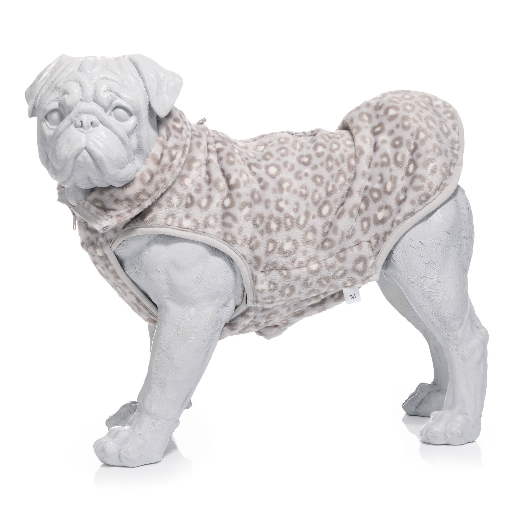 MONT CHALET Hunde-Mantel Animal-Druck Klettverschlüsse Mikrofaser Chinchilla