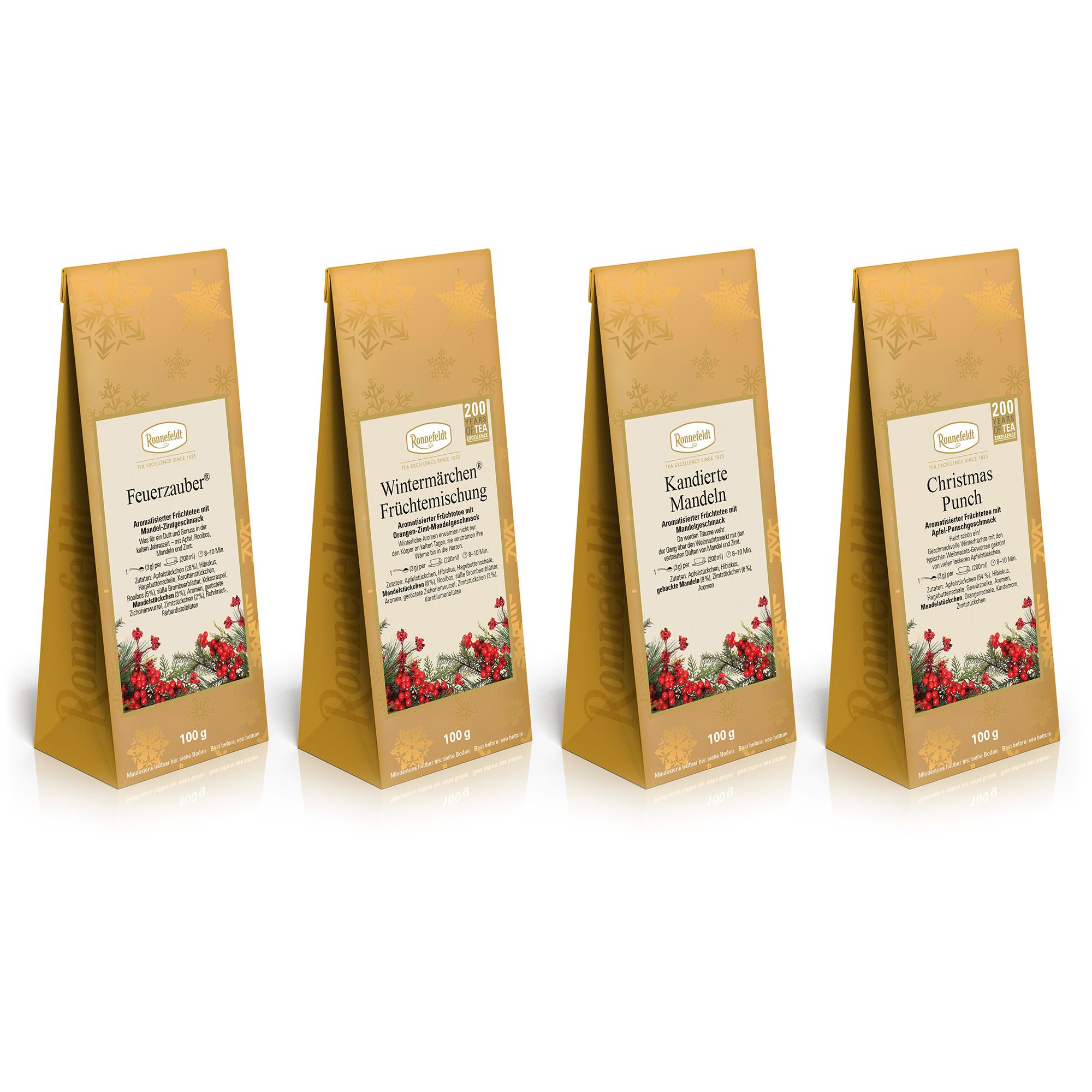 RONNEFELDT Loser Früchtetee Winter Bundle 4 versch. Sorten Inhalt 4x 100g