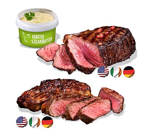 GOURMETFLEISCH Steak-Paket Rumpsteaks & Rib-Eyes Steakbutter, 7tlg.