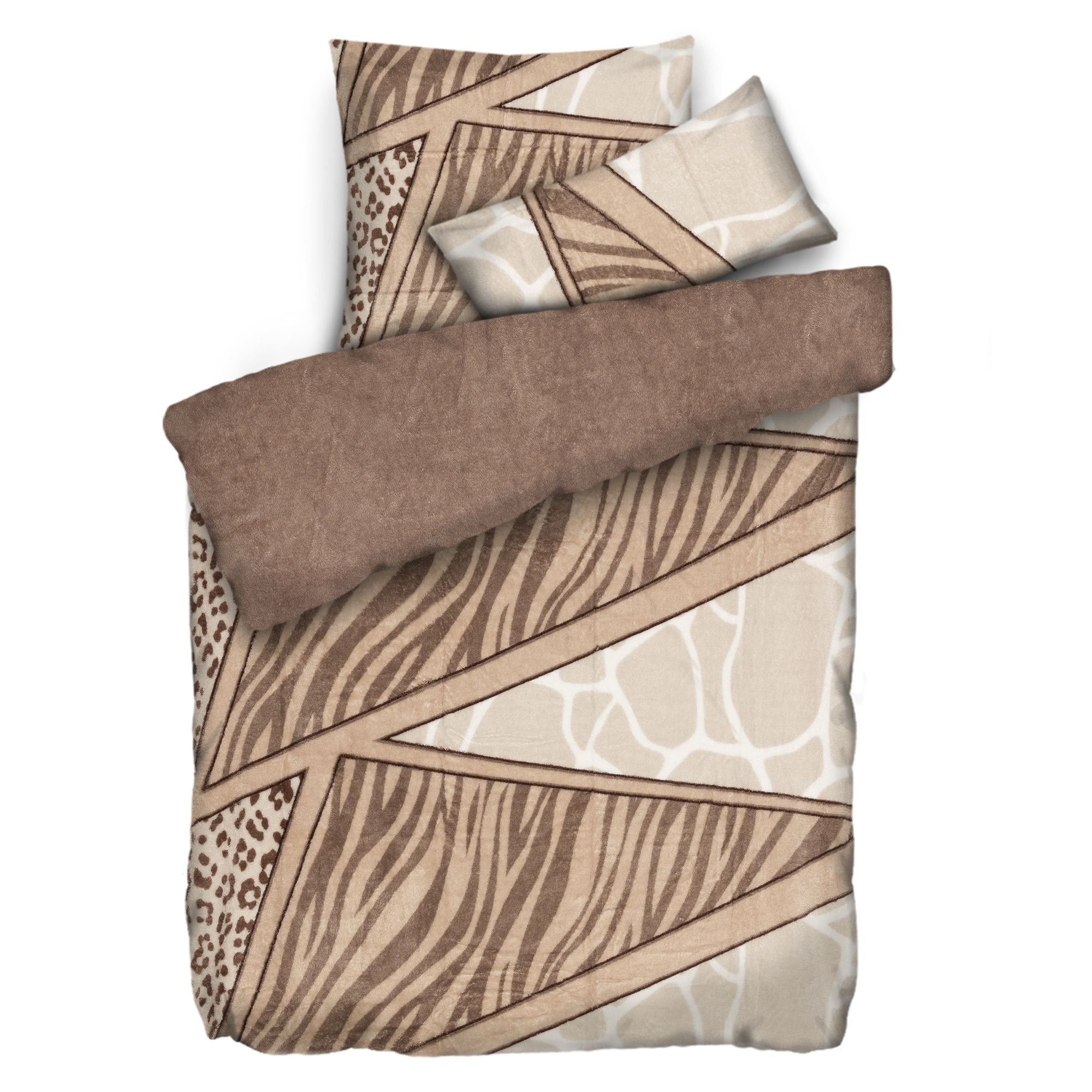 BADIZIO Classic Wendebettwäsche Tierfell-Optik Mikrofaser Plüsch Einzelbett, 3tlg.