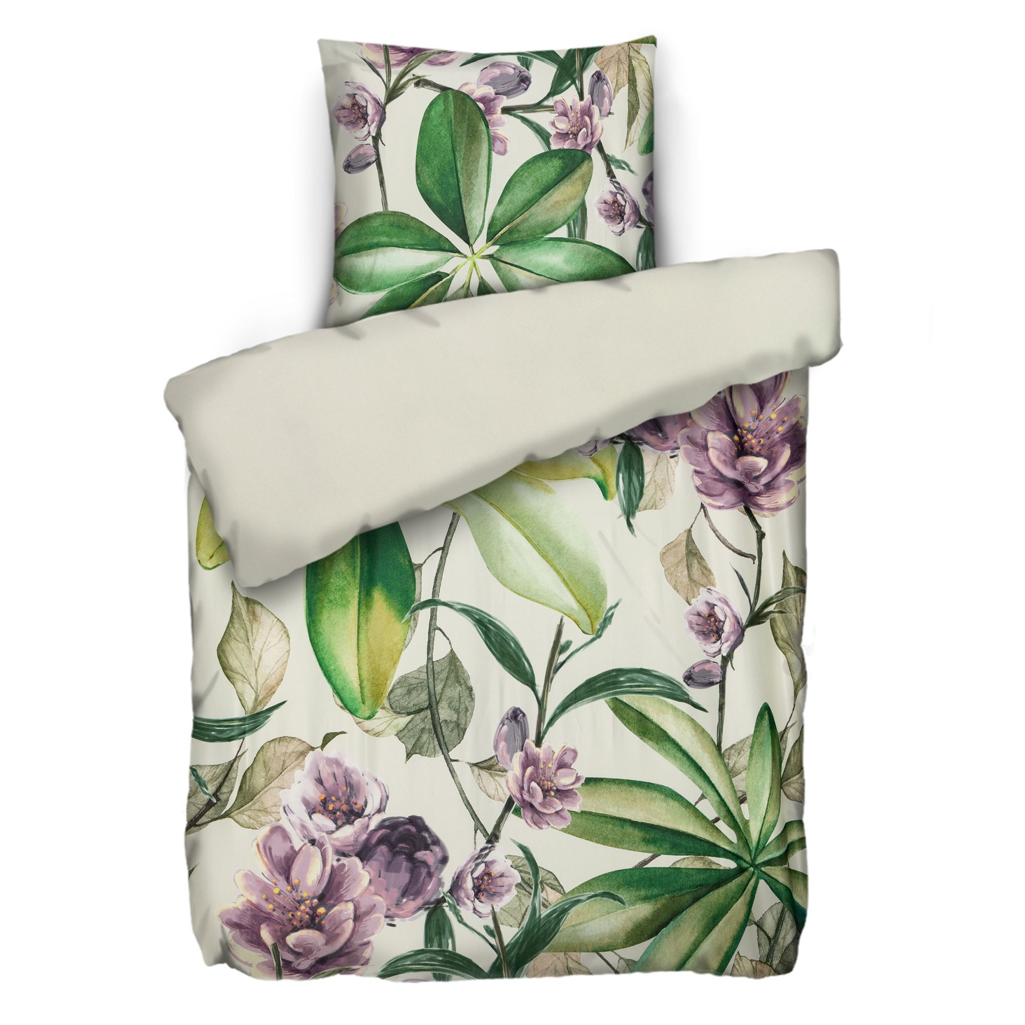 JERYMOOD Wendebettwäsche moderne Blumen Mikrofaser Jersey Einzelbett, 2tlg.