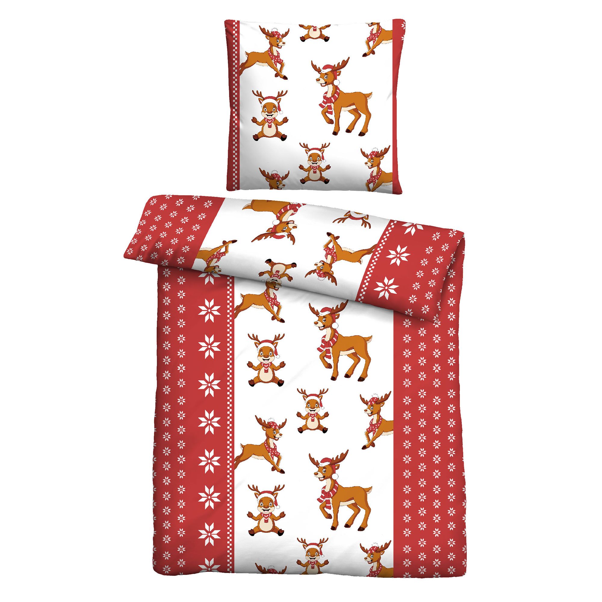 Castell® Bettwäsche Rentiere Baumwoll Feinbiber Einzelbett, 2tlg.