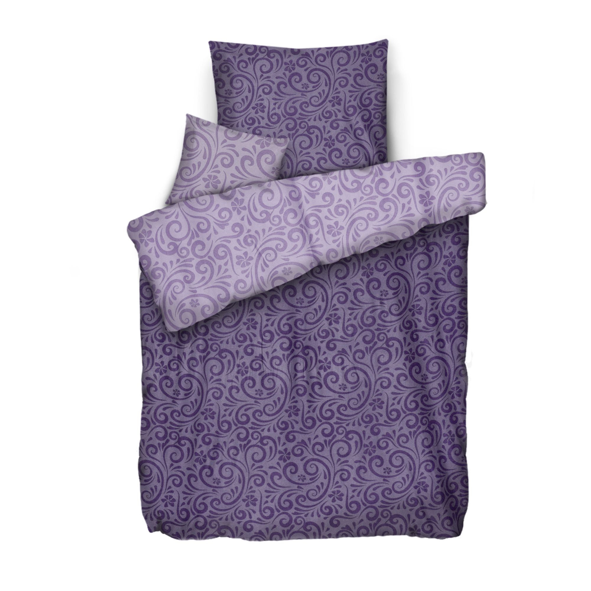 WINTERENGEL Wendebettwäsche Rankenmotiv Mikrofaser Flanell Einzelbett, 3tlg.