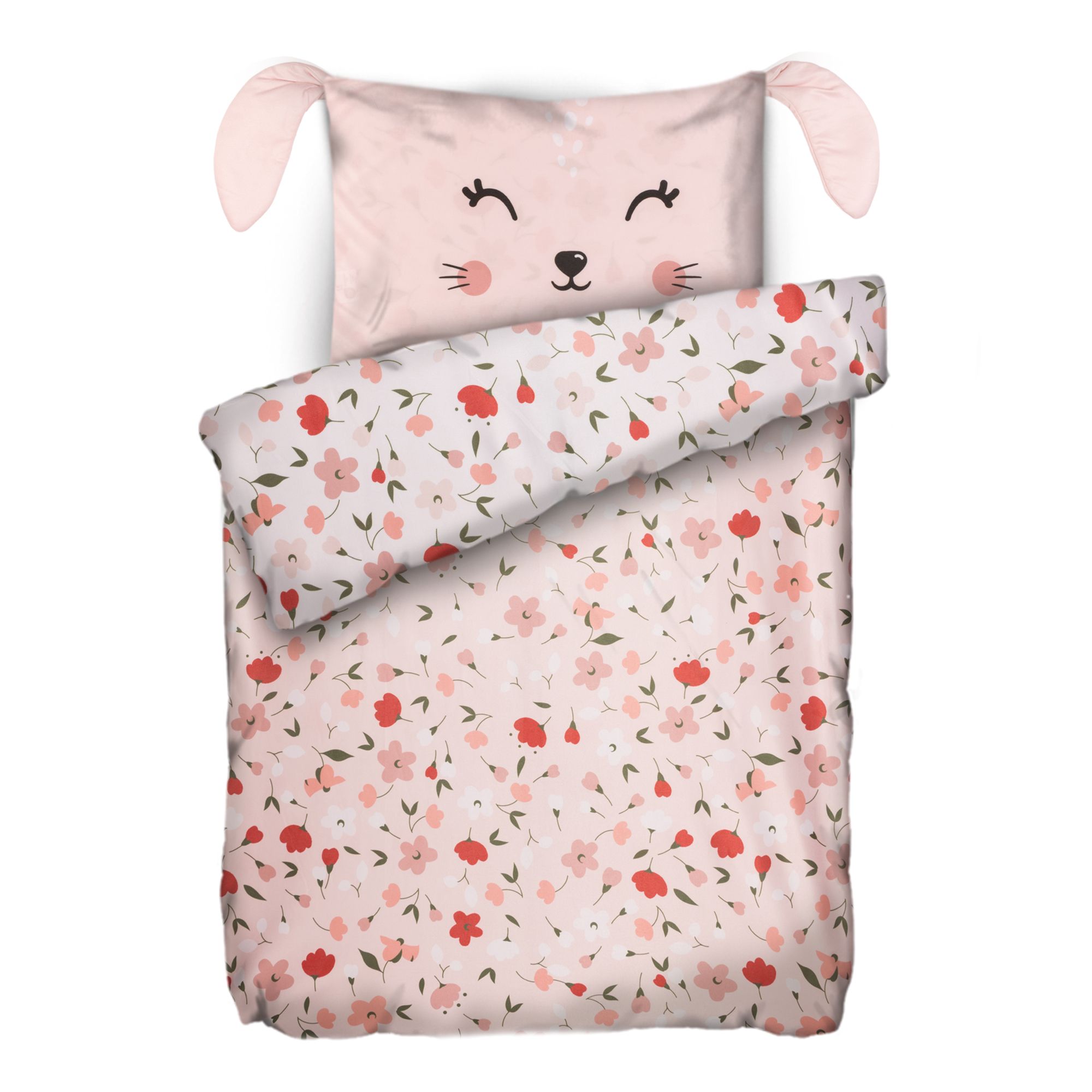 JERYMOOD Kinderbettwäsche Tiermotiv mit Ohren Mikrofaser Jersey Einzelbett, 2tlg.