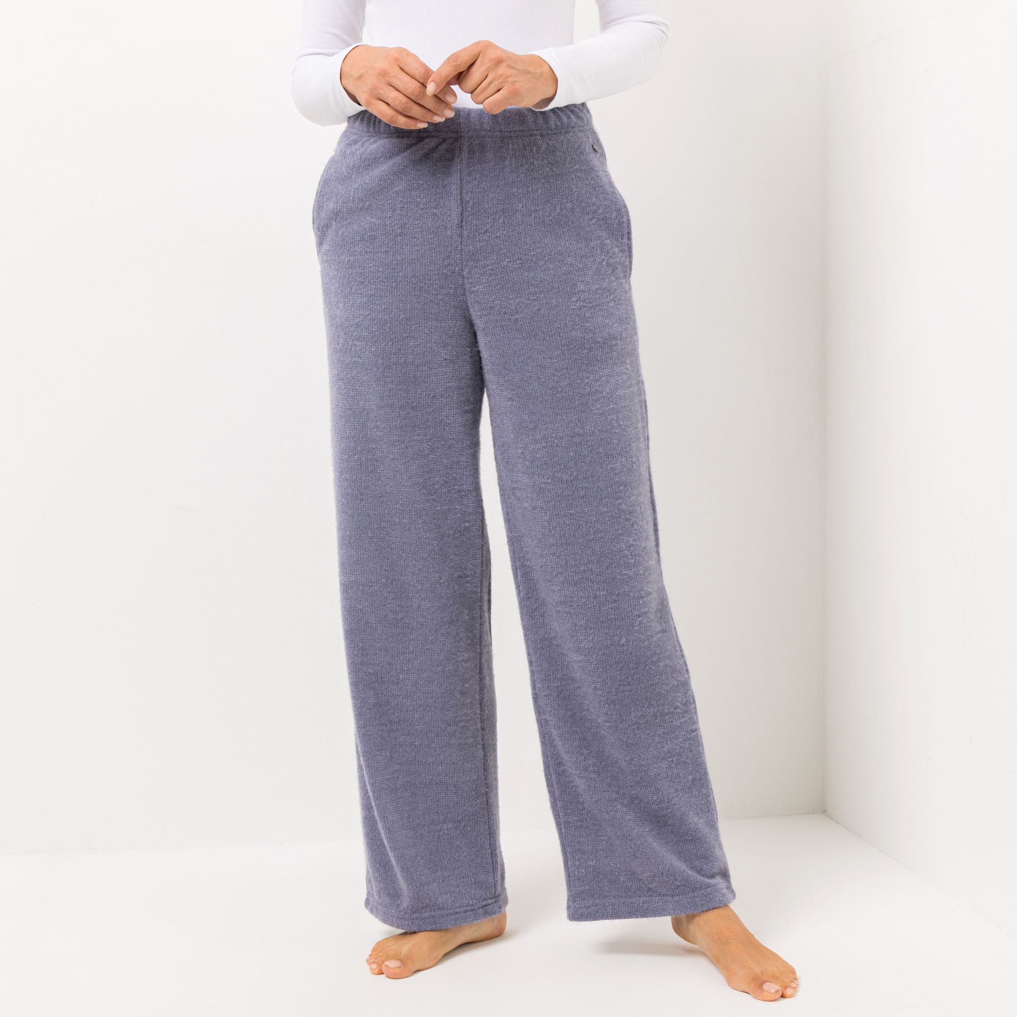 MONT CHALET Damen-Hose uni Angora-Fellimitat weites Bein
