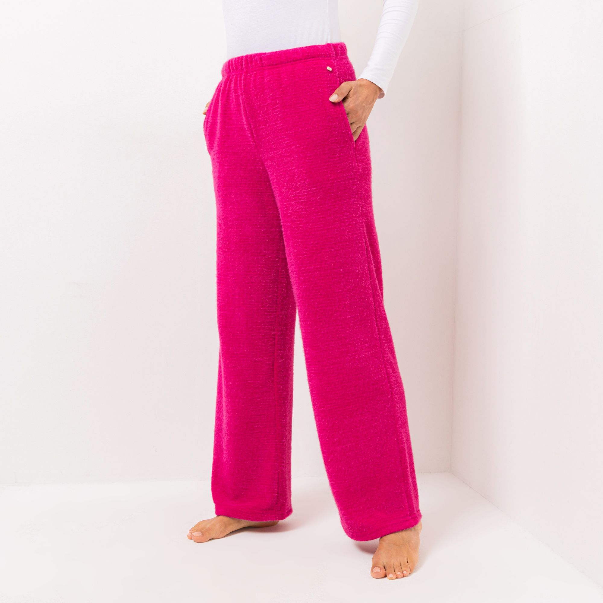MONT CHALET Damen-Hose uni Angora-Fellimitat weites Bein
