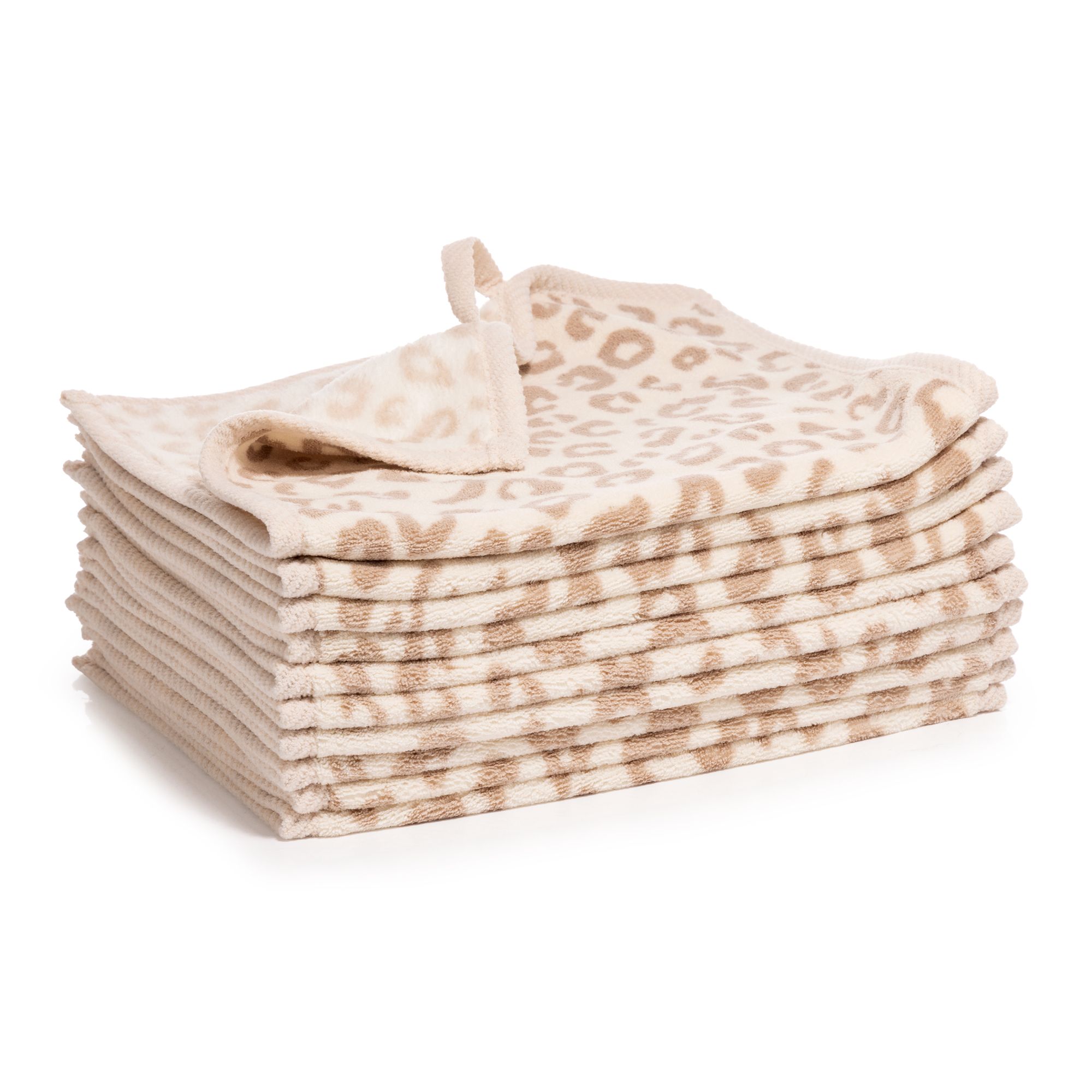 MONT CHALET 10 Gästehandtücher Animal-Print Leo MF Kuschelplüsch ca. 30x50cm