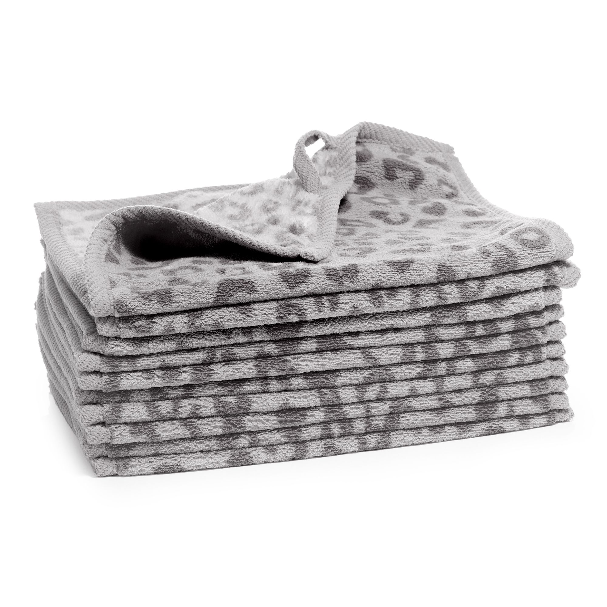 MONT CHALET 10 Gästehandtücher Animal-Print Leo MF Kuschelplüsch ca. 30x50cm