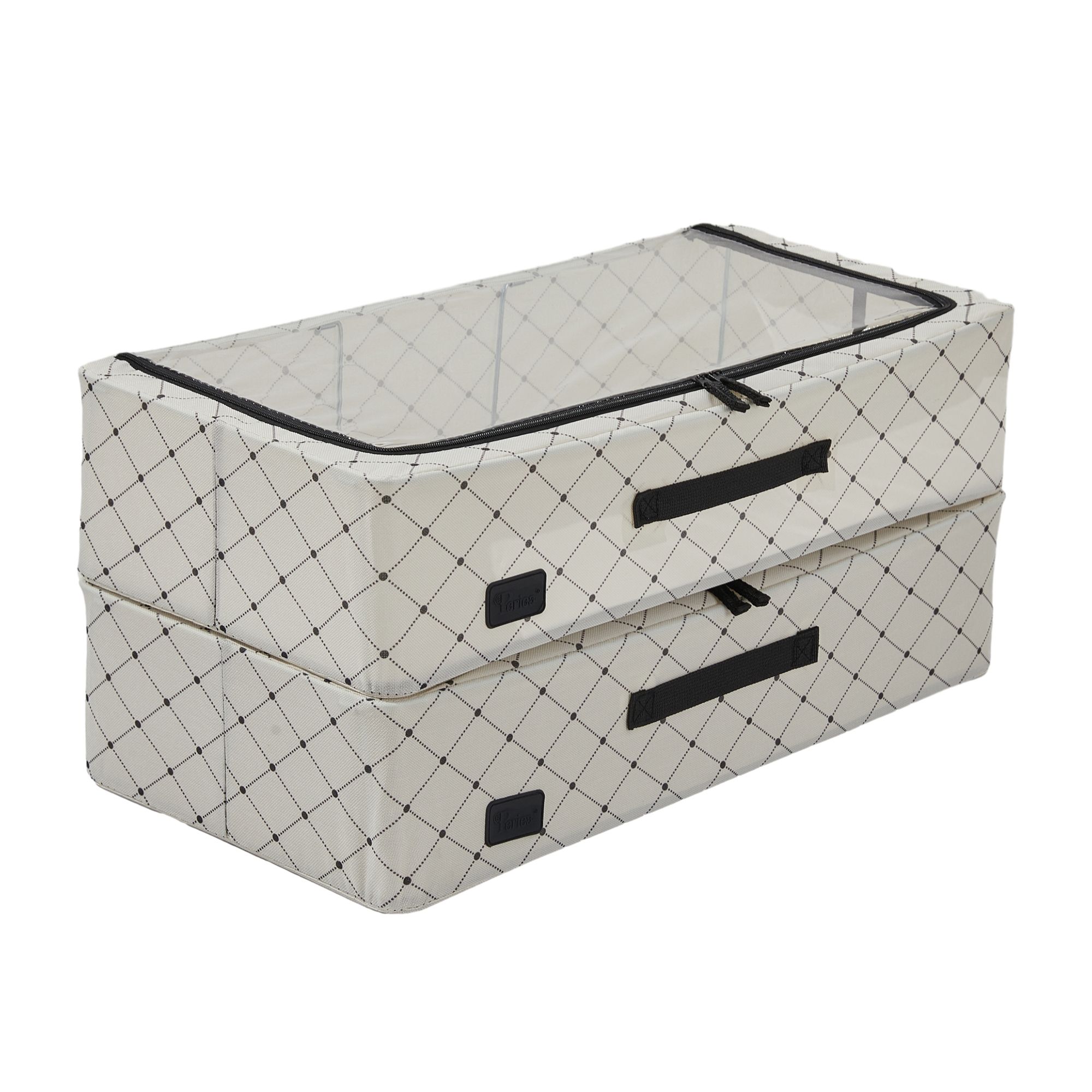 PERIEA® 2 Unterbett- Aufbewahrungsboxen Medium, Sichtfenster 61x30x14cm