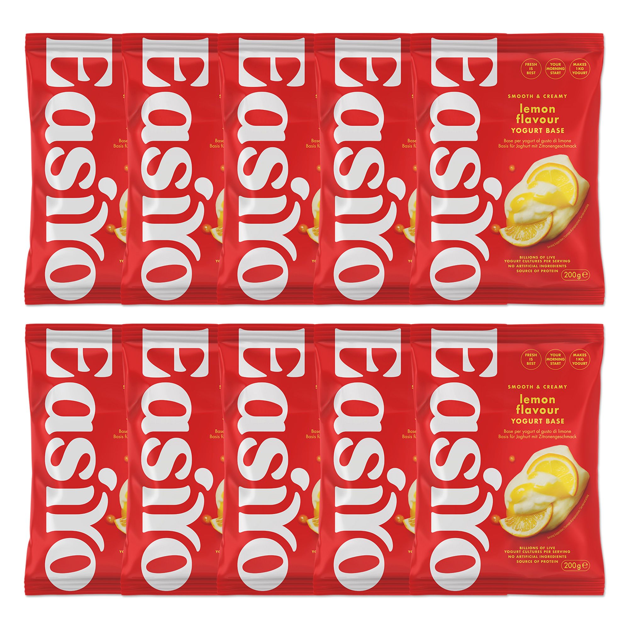 EASIYO Joghurtpulver 10 Beutel für 10kg frischen Joghurt Zitronengeschmack