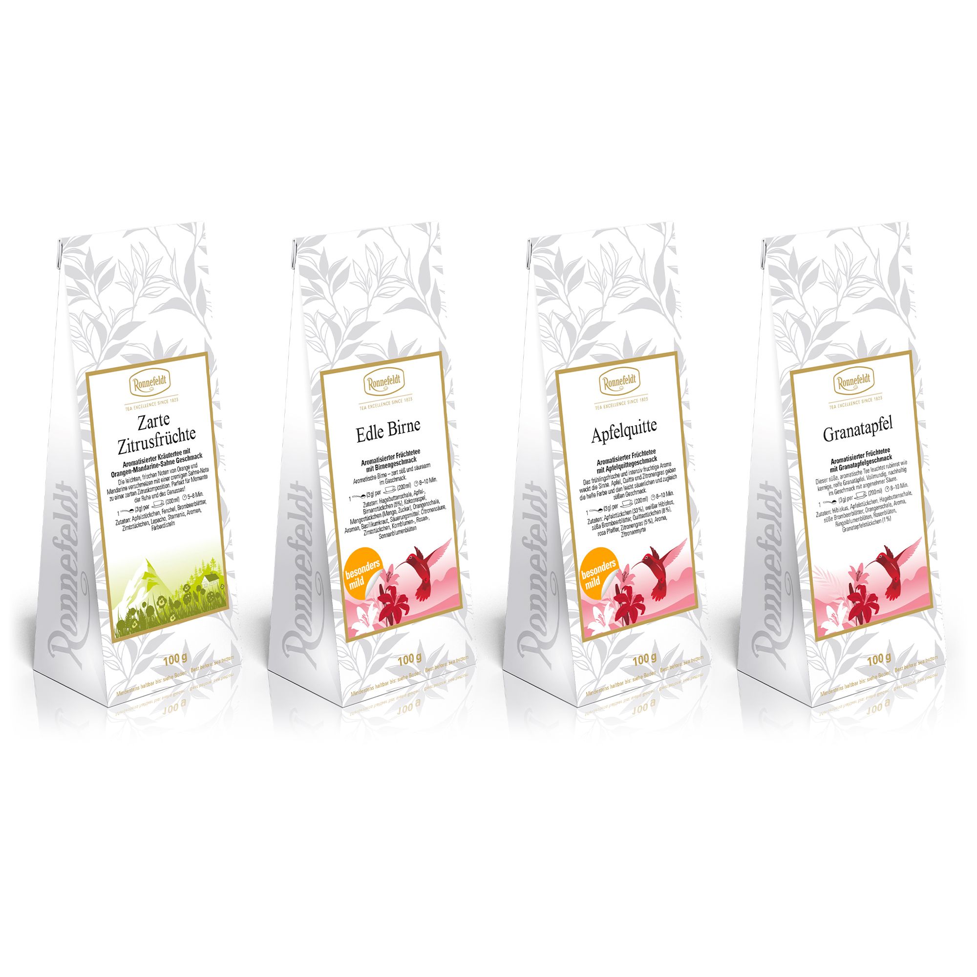 RONNEFELDT Loser Früchtetee Herbst-/Winter Bundle 4 versch. Sorten Inhalt 4x 100g