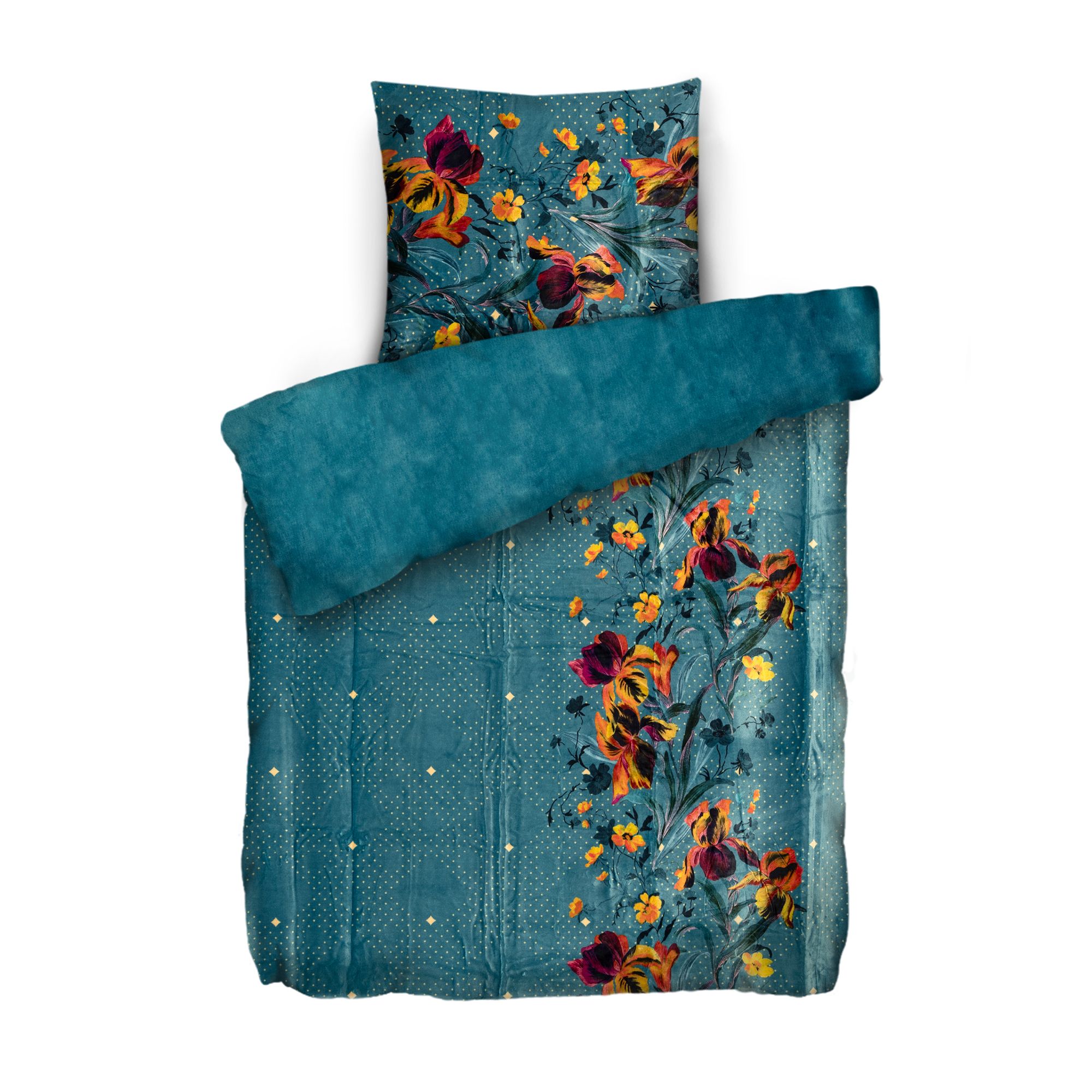 MONT CHALET Wendebettwäsche Grafik m. Blumenranke Mikrofaser Chinchilla Einzelbett, 2tlg.