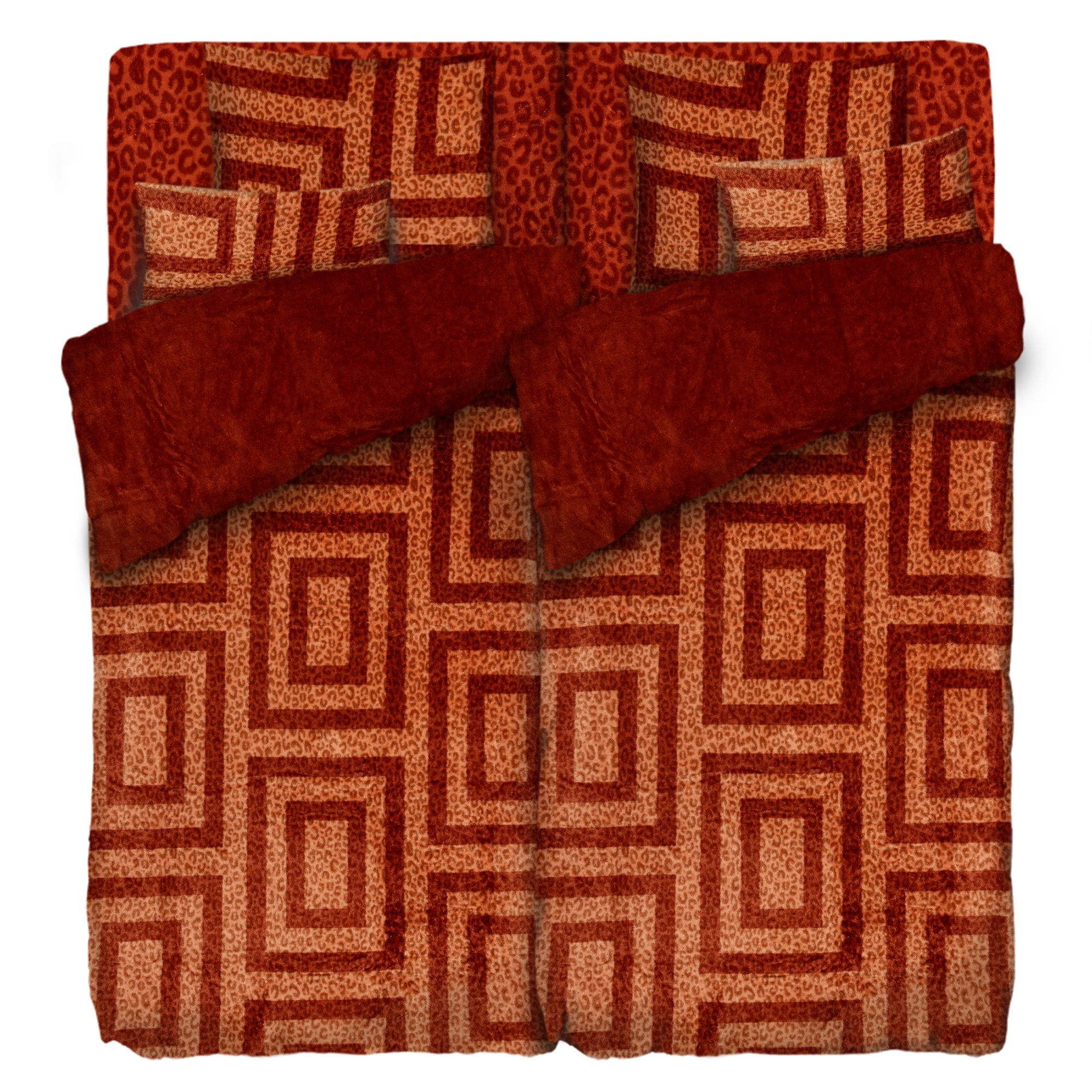 BADIZIO Classic Wendebettwäsche Grafik-Design Mikrofaser Plüsch Doppelbett, 8tlg.