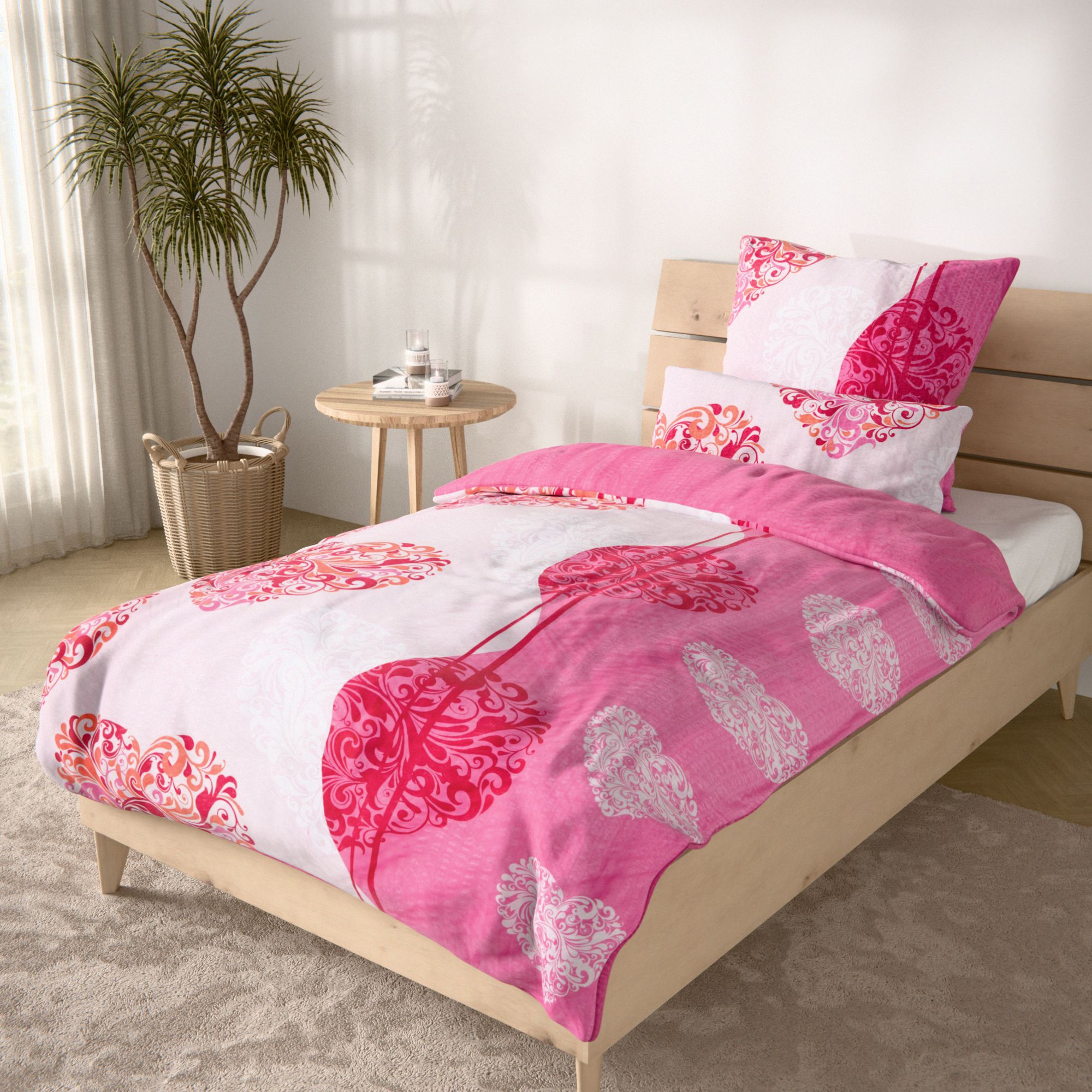 SOFT WAVE Wendebettwäsche Herzmotive Mikrofaser Seersucker Einzelbett, 3tlg.