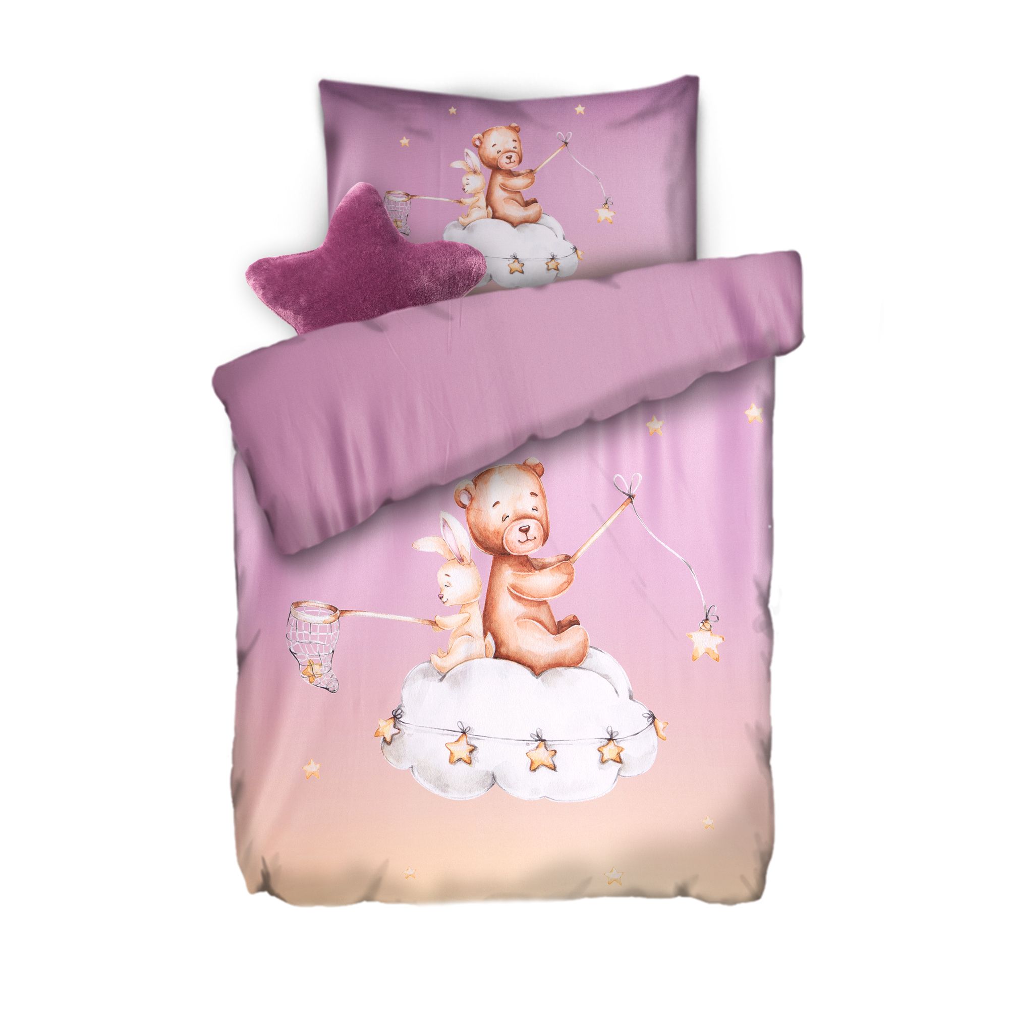 JERYMOOD Kinderbettwäsche Tier-/Stern-Design Mikrofaser Jersey Einzelbett, 2tlg.