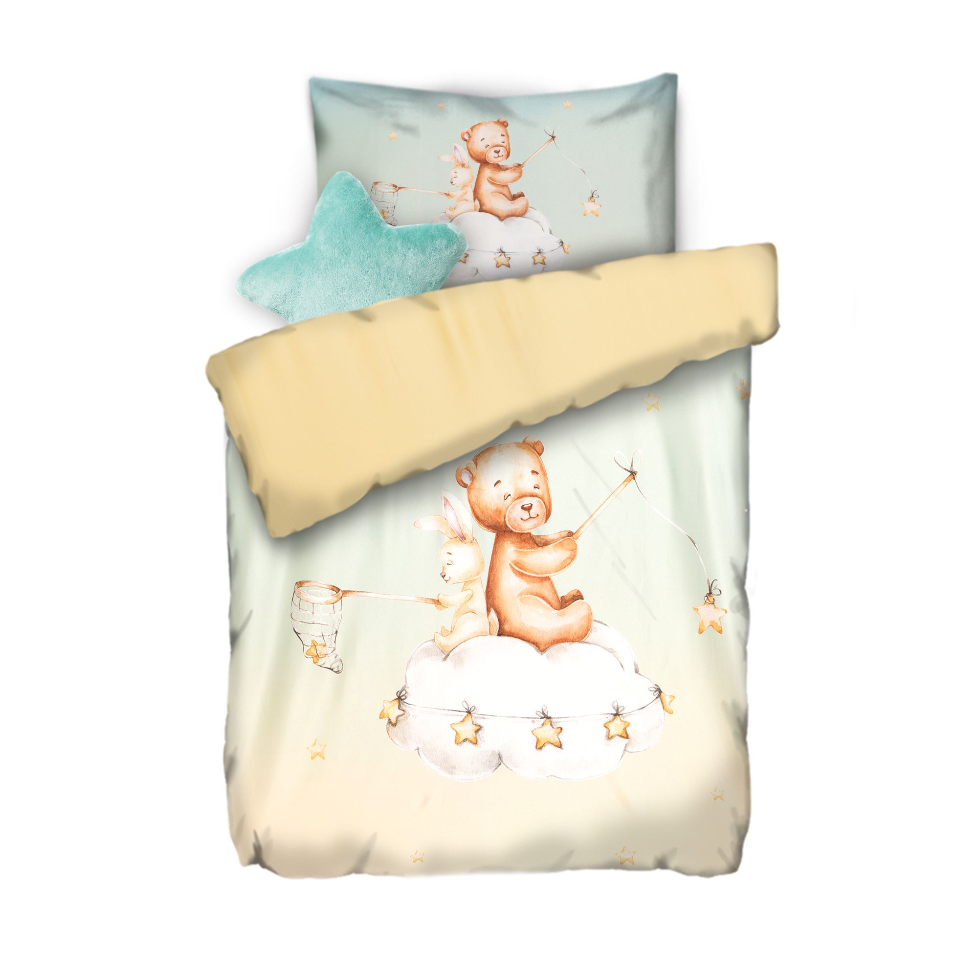 JERYMOOD Kinderbettwäsche Tier-/Stern-Design Mikrofaser Jersey Einzelbett, 2tlg.