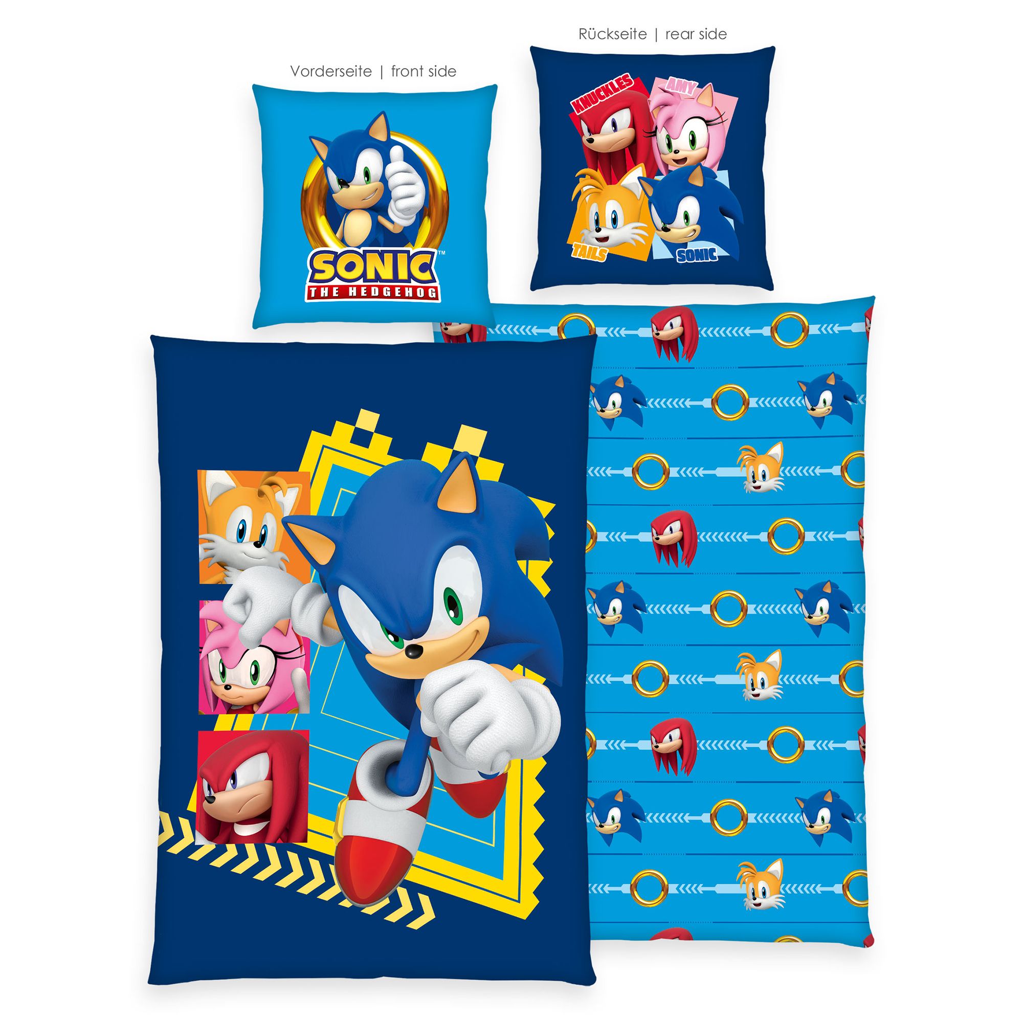 SONIC™ THE HEDGEHOG Wendebettwäsche Sonic™,Rails,Knuckles Baumwoll Renforcé Einzelbett, 2tlg.