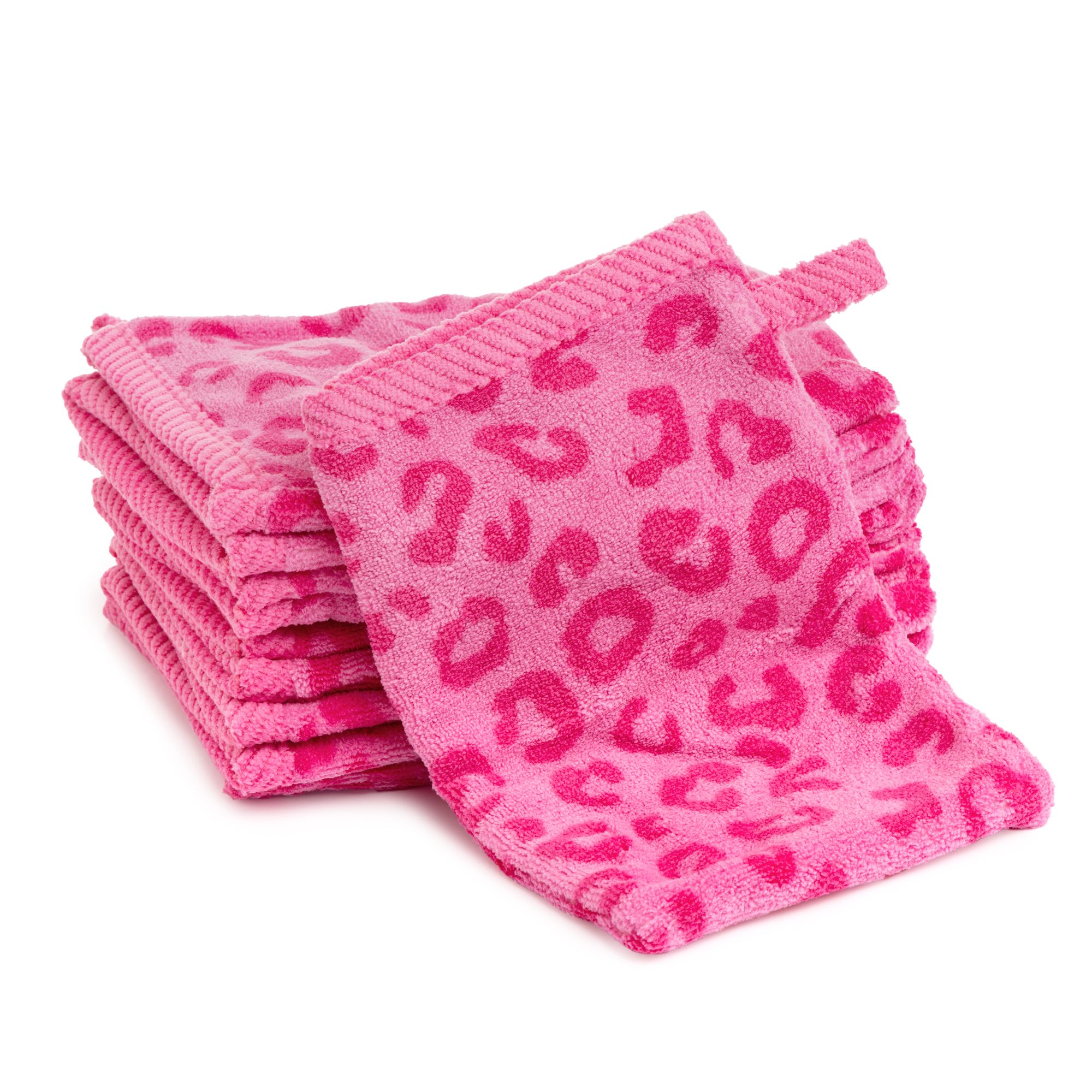 MONT CHALET 10 Waschhandschuhe Animal-Print Leo MF Kuschelplüsch ca. 15x21cm