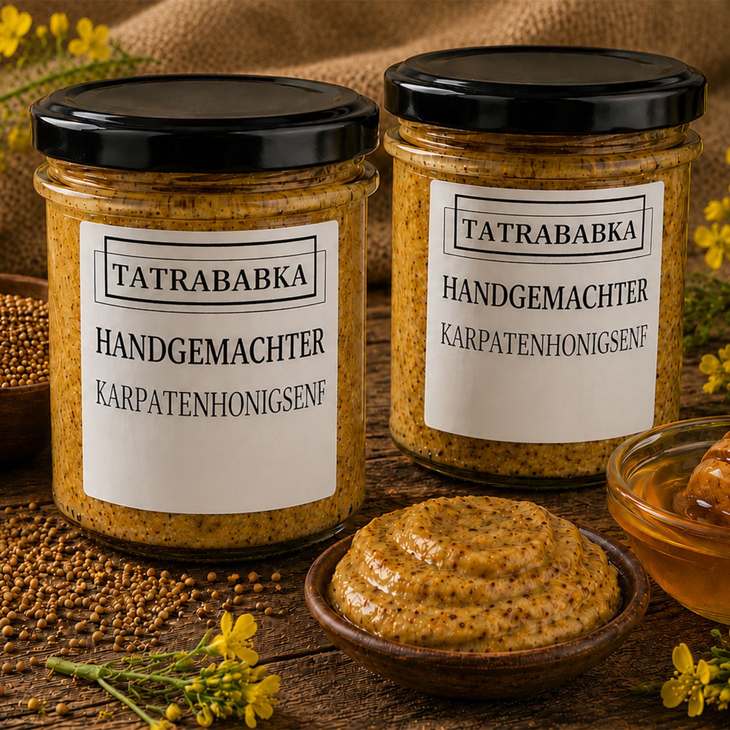TATRABABKA Handgemachter Karpatenhonigsenf exklusiv bei QVC Inhalt 2x 340g