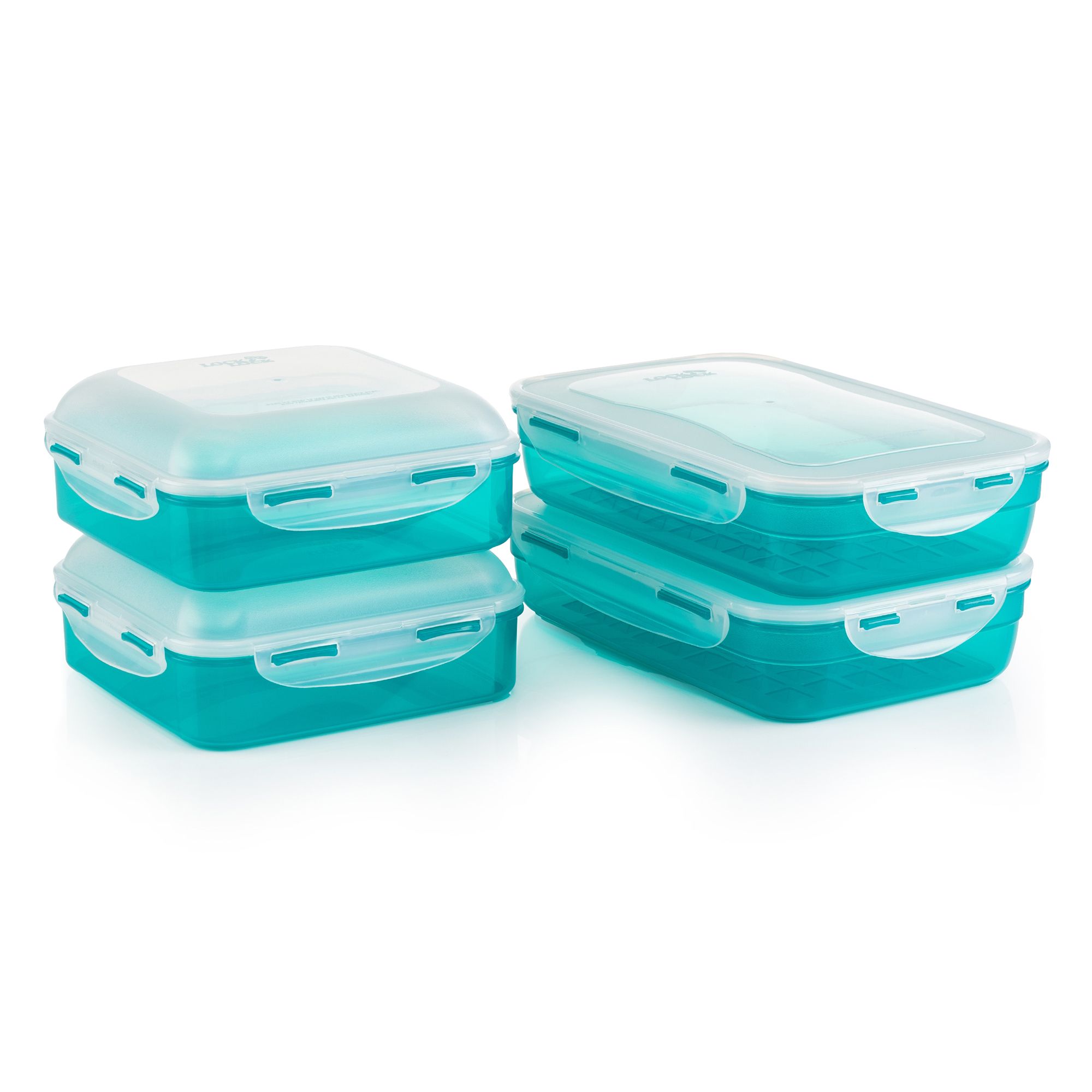 LocknLock 4 Frischaltedosen 2x1,7L mit extrahohem Deckel und 2x2,4L mit Pyramidenboden