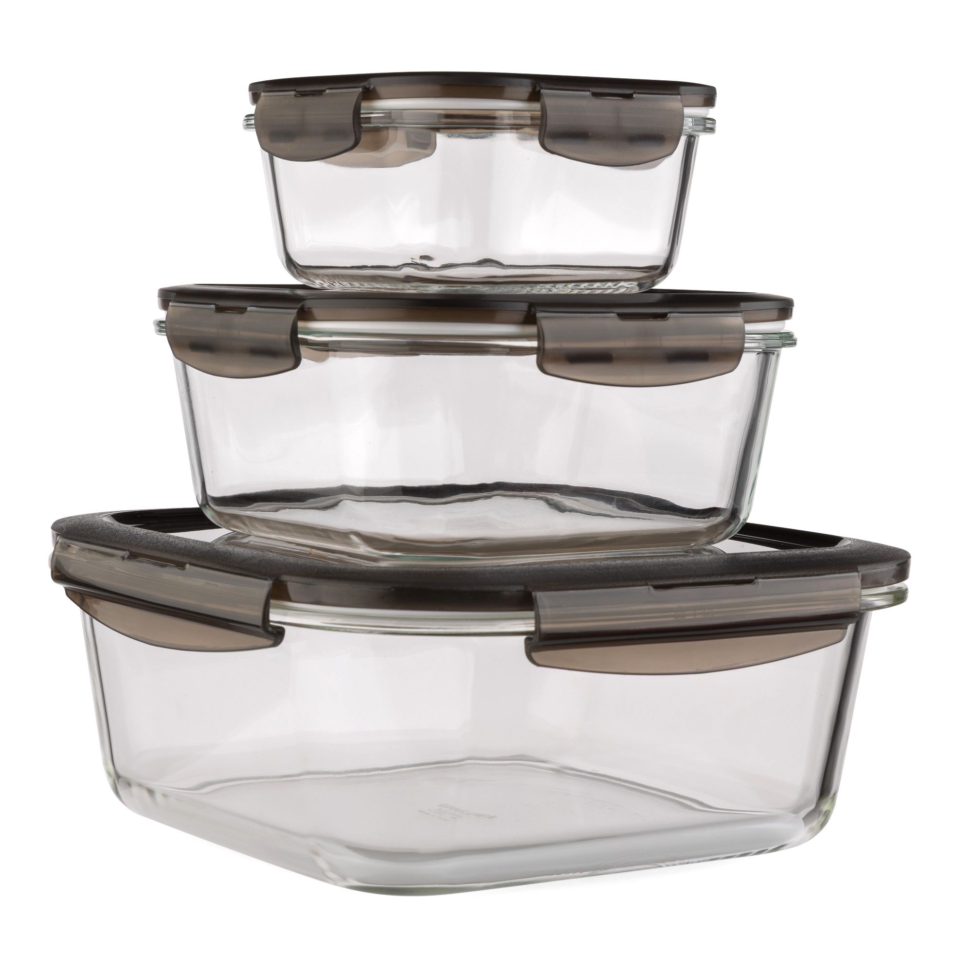 LocknLock 3 Frischhaltedosen aus Borosilikatglas quadratisch, nestbar Gesamtvolumen 4,5L