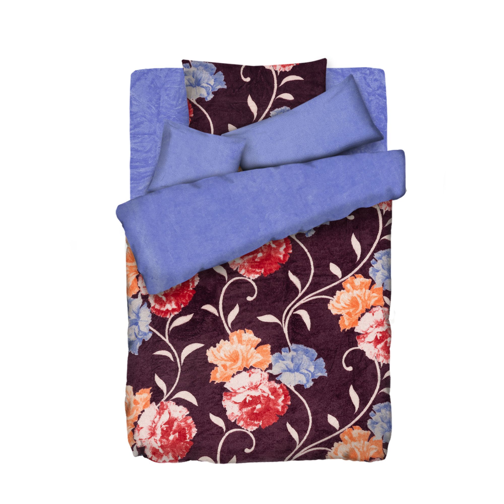 BADIZIO Classic Wendebettwäsche Bumen mit Ranken Mikrofaser Plüsch Einzelbett, 5tlg.