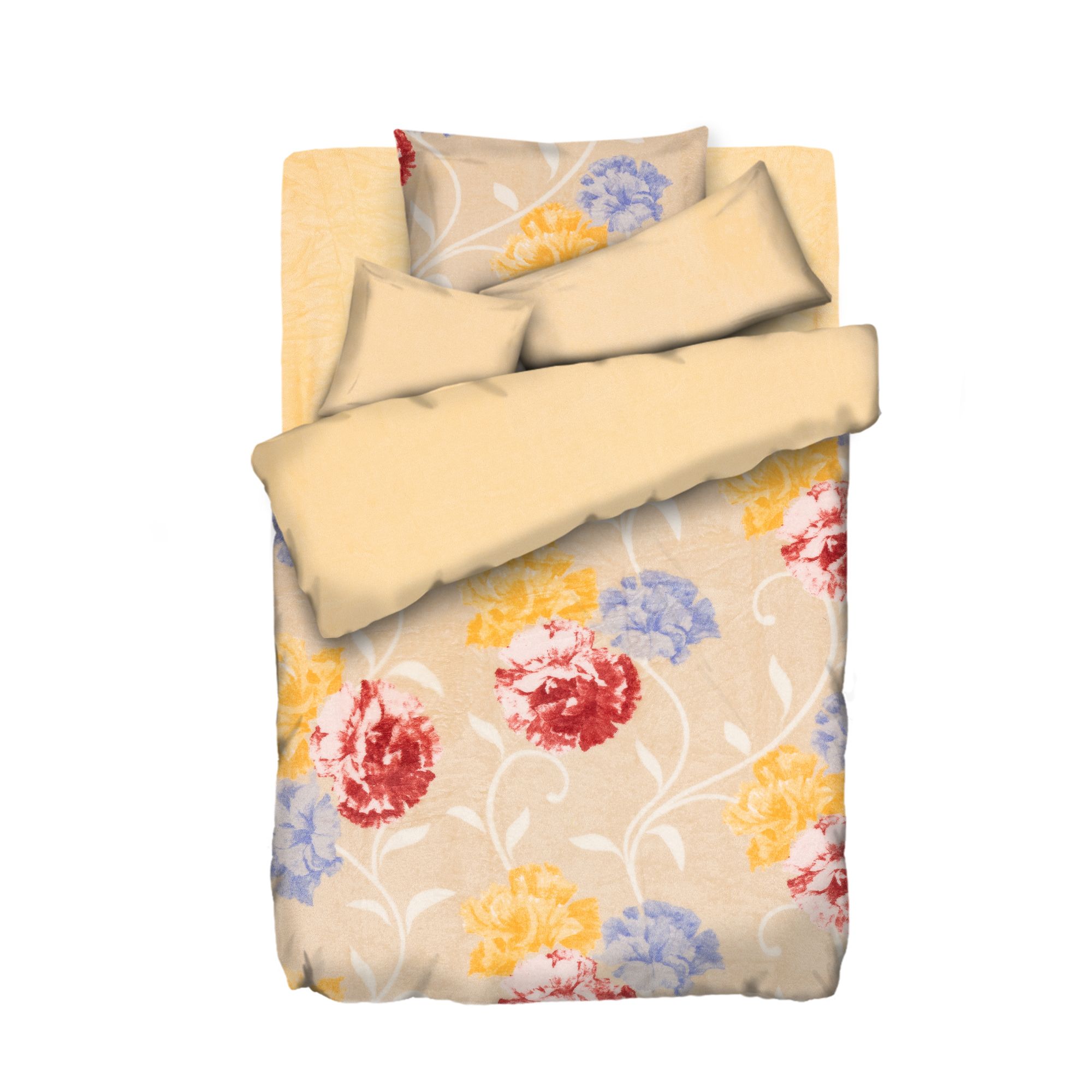 BADIZIO Classic Wendebettwäsche Bumen mit Ranken Mikrofaser Plüsch Einzelbett, 5tlg.