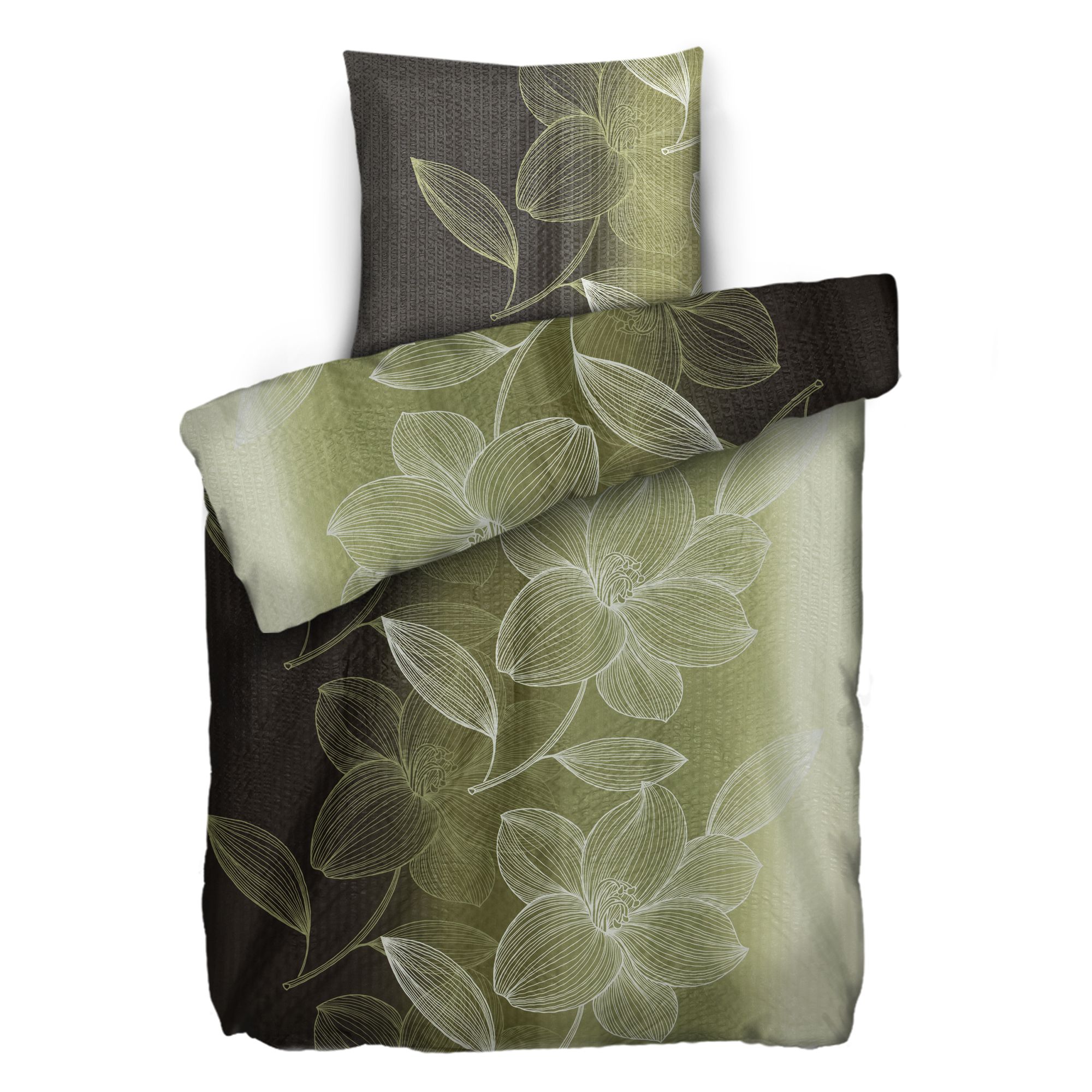 SOFT WAVE Bettwäsche große Blume Mikrofaser Seersucker Einzelbett, 2tlg.