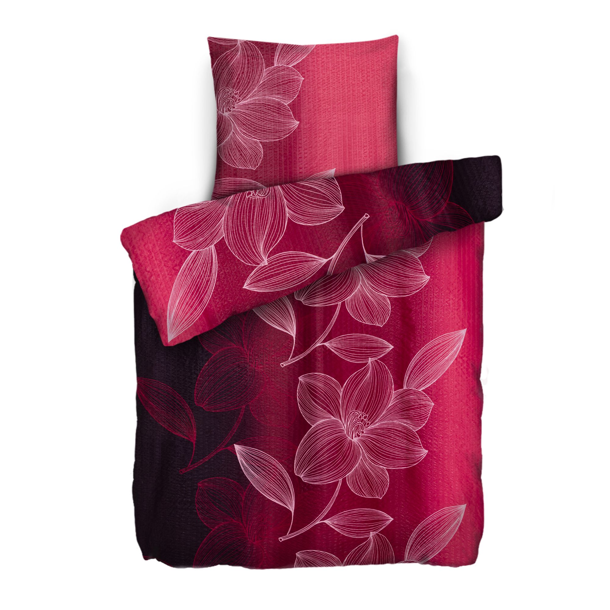 SOFT WAVE Bettwäsche große Blume Mikrofaser Seersucker Einzelbett, 2tlg.