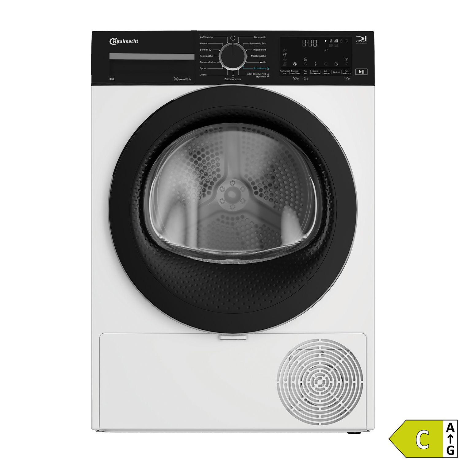BAUKNECHT Wärmepumpentrockner 8kg, EEK C, 15 Programme, App Steuerbar, Energieeffizienzklasse C