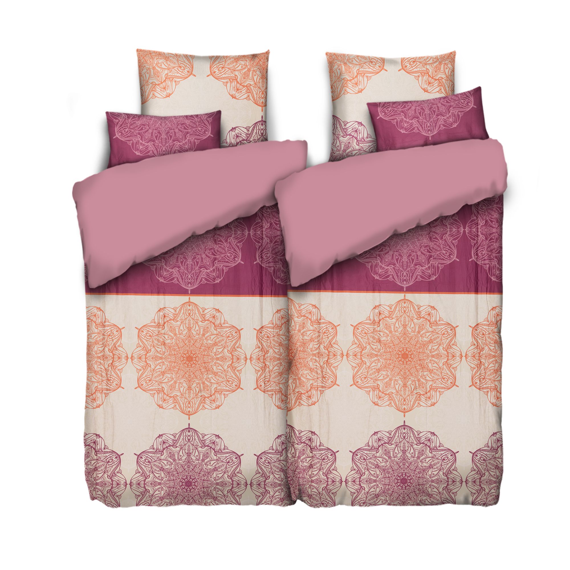 WINTERENGEL Wendebettwäsche runde Ornamente Mikrofaser Flanell Doppelbett, 6tlg.