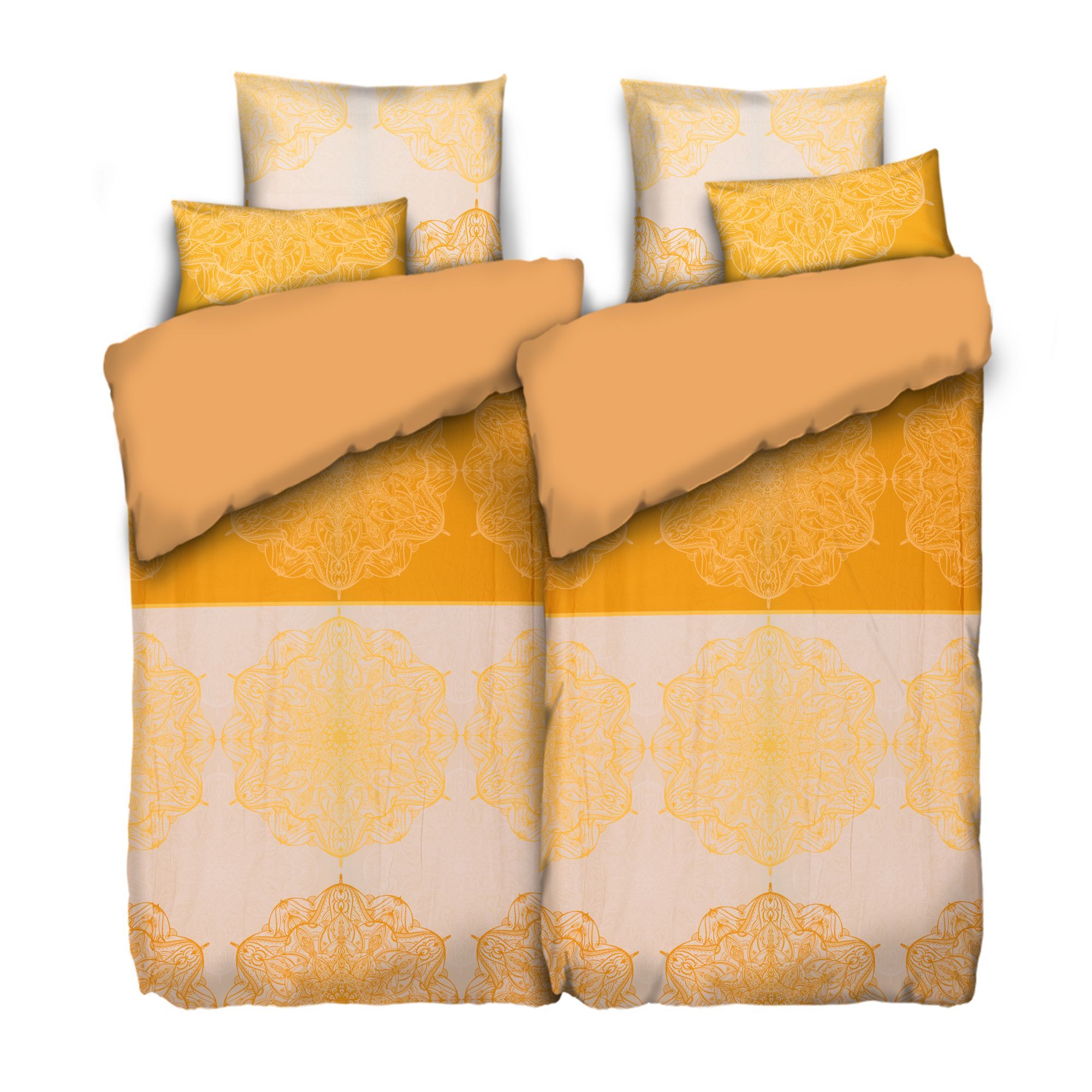 WINTERENGEL Wendebettwäsche runde Ornamente Mikrofaser Flanell Doppelbett, 6tlg.