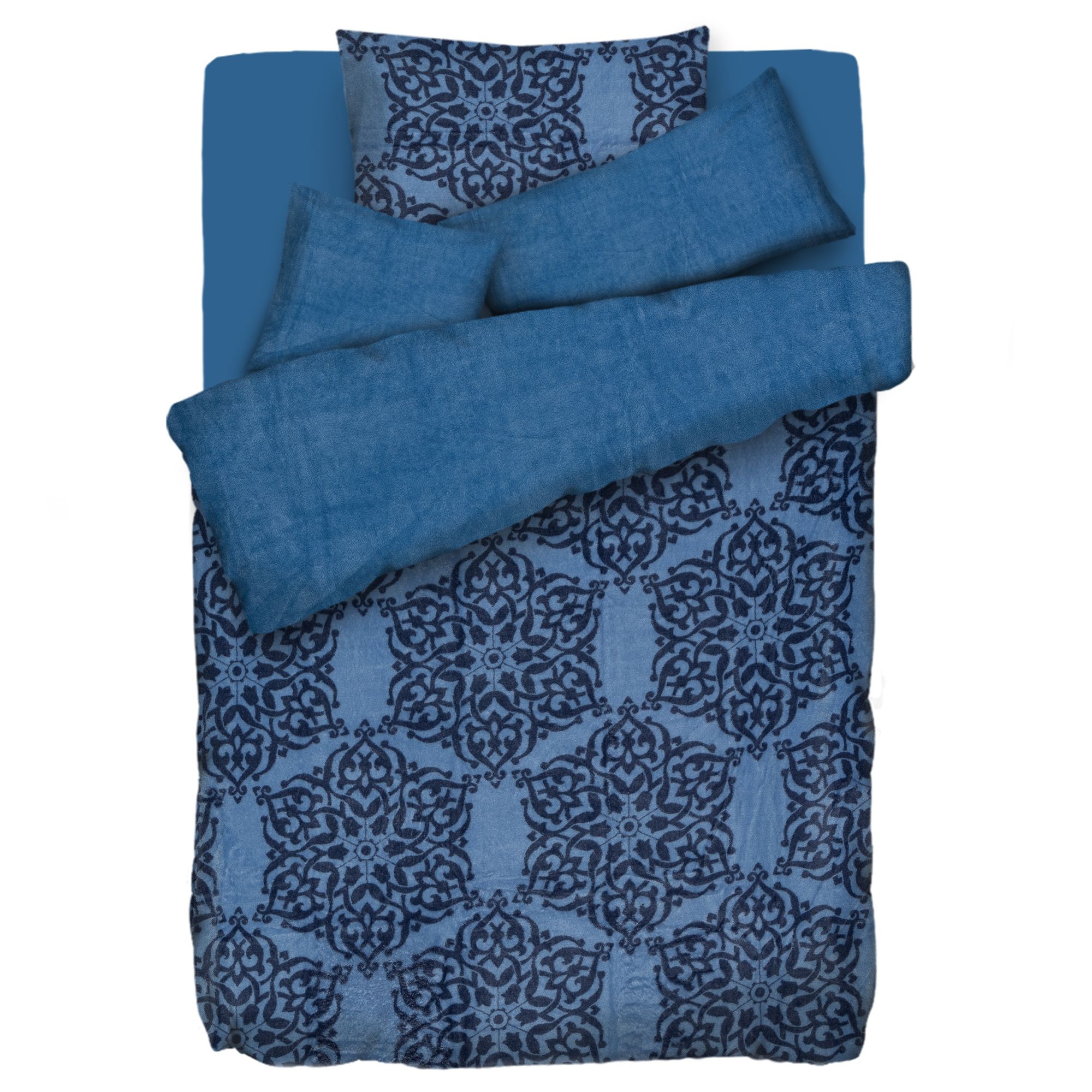 BADIZIO Classic Wendebettwäsche Schneeflocken Mikrofaser Plüsch Einzelbett, , 5tlg.