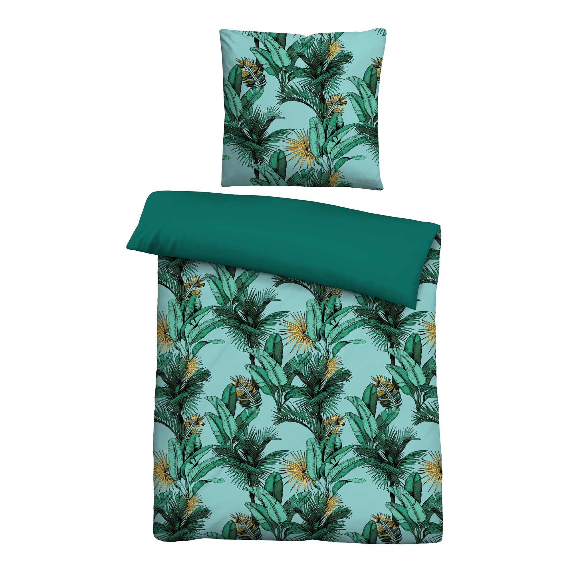 Castell® Wendebettwäsche Jungle Baumwoll Satin Einzelbett, 2tlg.