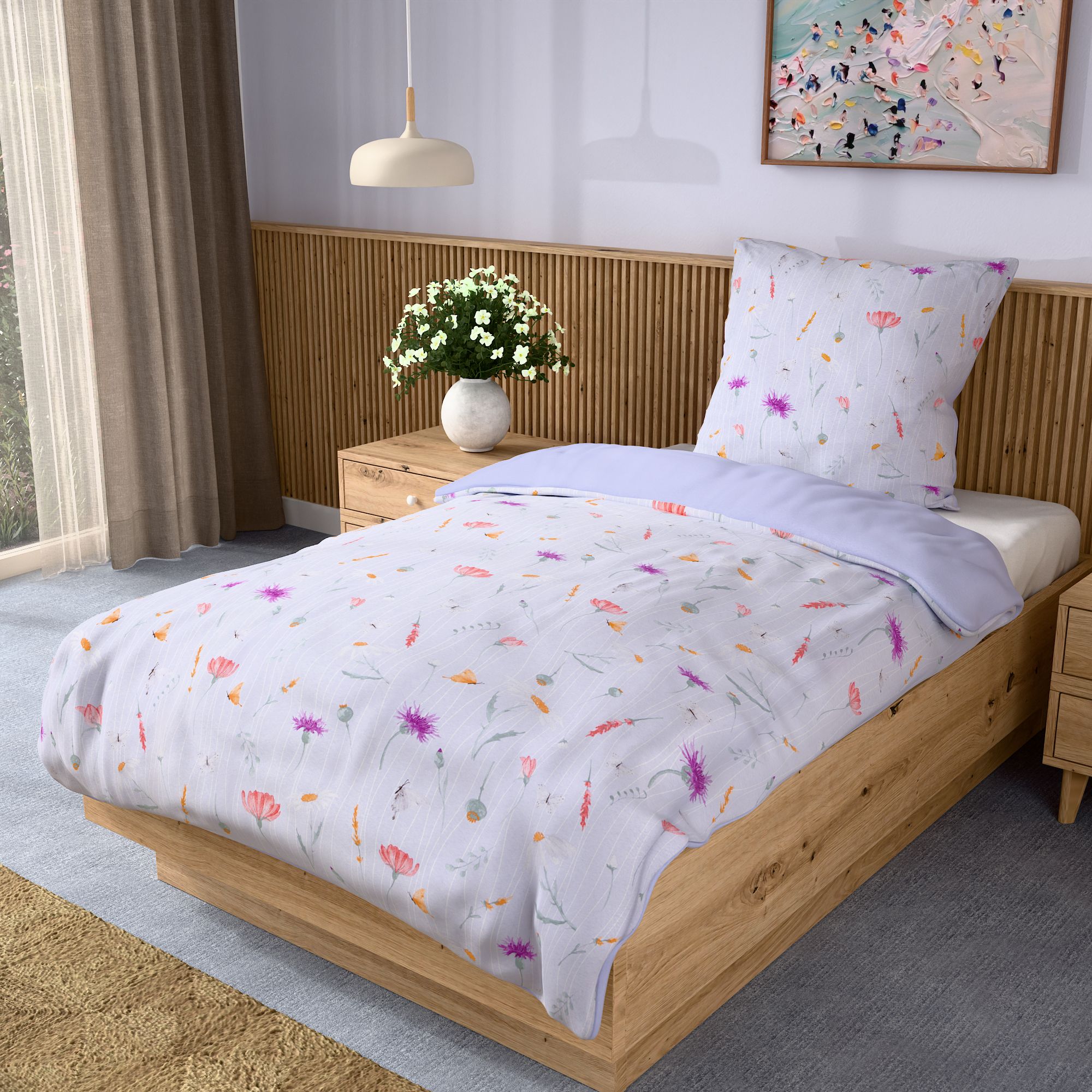 JERYMOOD Cotton Wendebettwäsche Frühlingswiese Baumwolljersey Einzelbett, 2tlg.