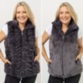MONT CHALET wendbare Damen-Weste Fellimitat & Mikrofaser Chinchilla Stehkragen & Taschen