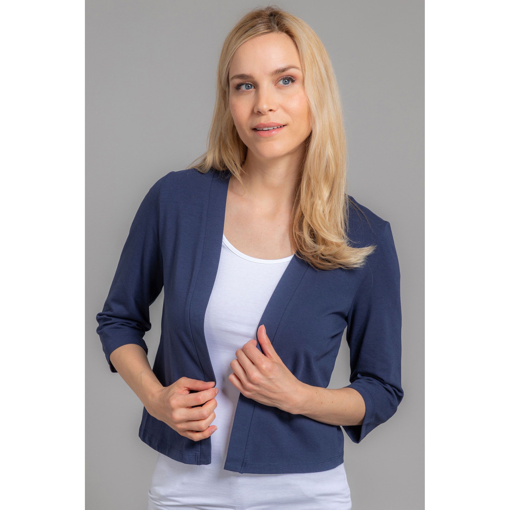 B-Ware DENIM & CO. Bolero 3/4-Arm offene Front, uni