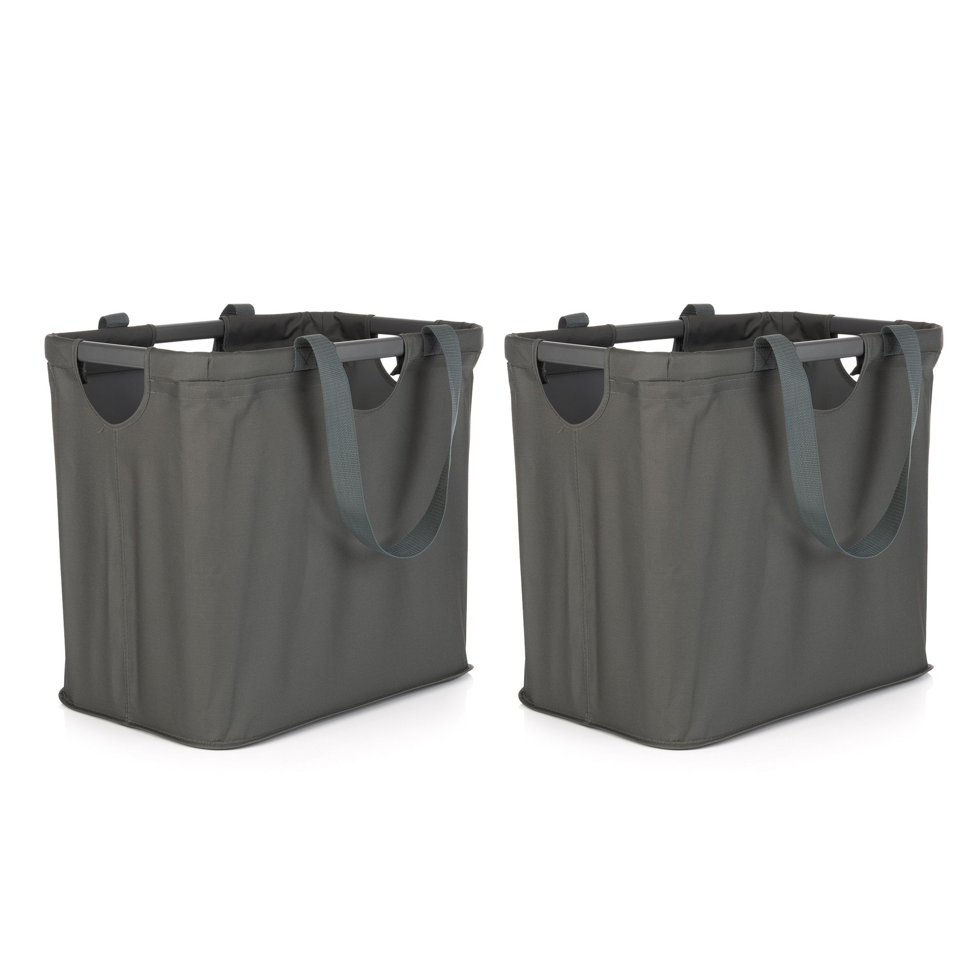 AQURAT Faltbarer Wäschekorb mit Metallrahmen & XL-Trageriemen 2 Stück