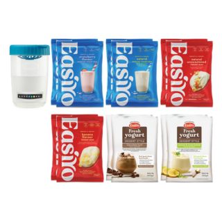 EASIYO 4x Trinkjoghurtpulver 8x Joghurtpulver für 12kg, div. Sorten inkl. Trinkbecher
