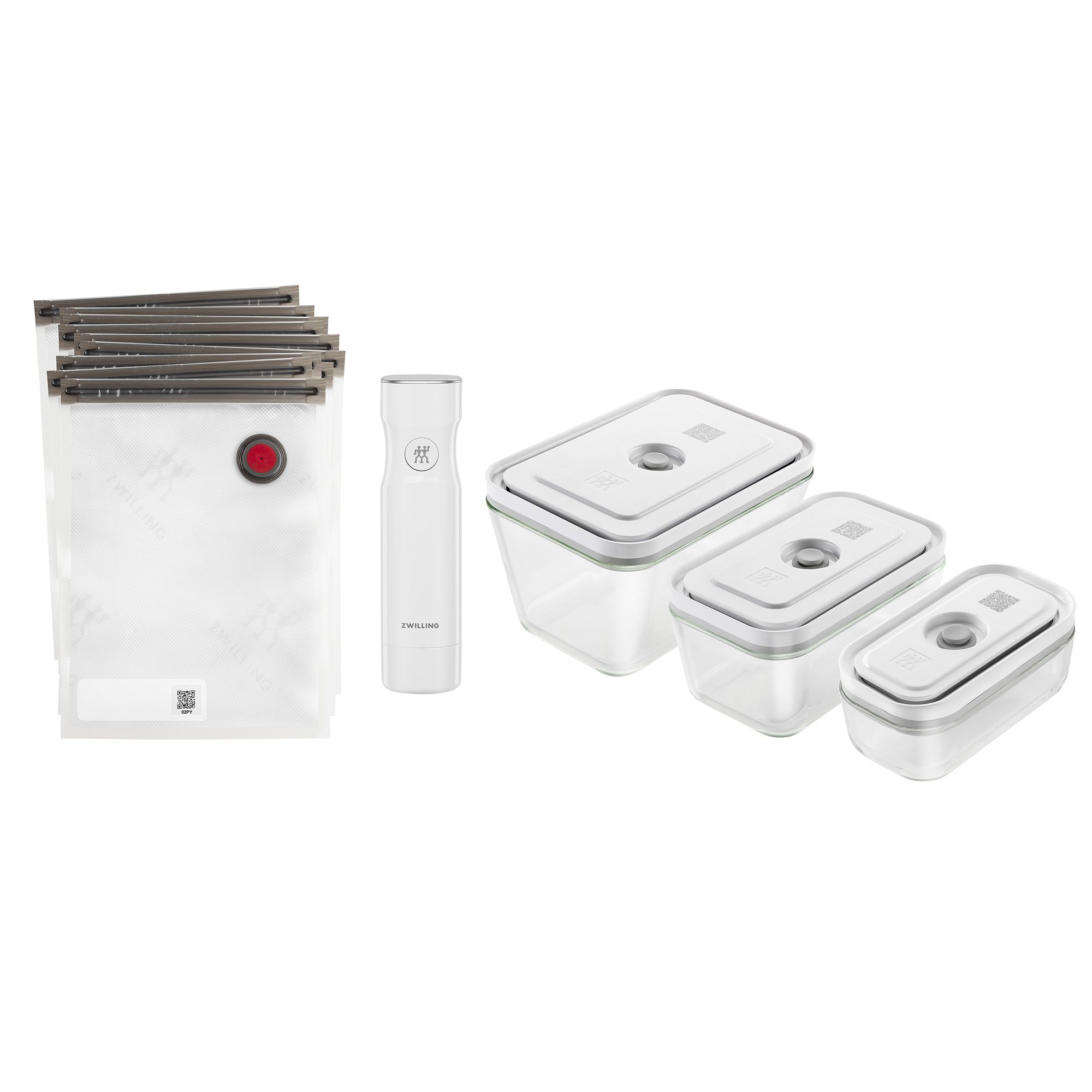 ZWILLING® Fresh & Save Starter-Set: Vakuum- Pumpe, 3 Glasdosen und 10 Vakuum-Beutel
