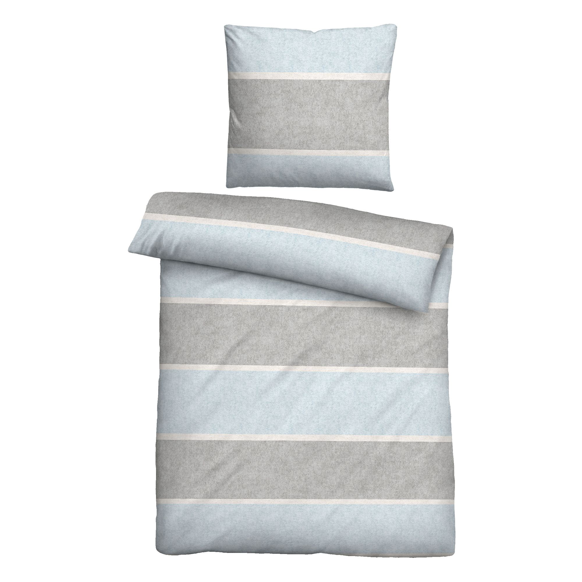 biberna® Bettwäsche Blockstreifen Melange-Flanell Einzelbett, 2tlg.