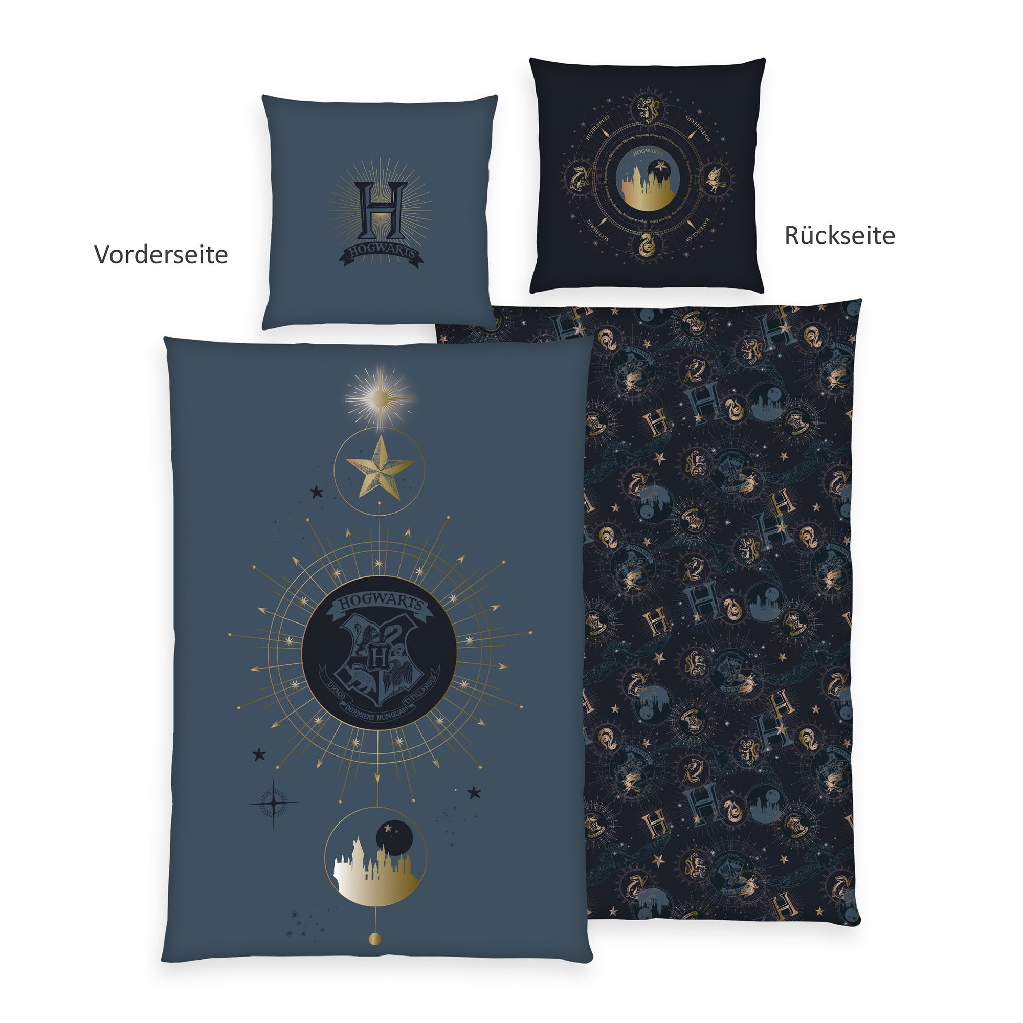 Harry Potter™ Wendebettwäsche Hogwarts-Motiv Baumwoll Renforcé Einzelbett, 2tlg.
