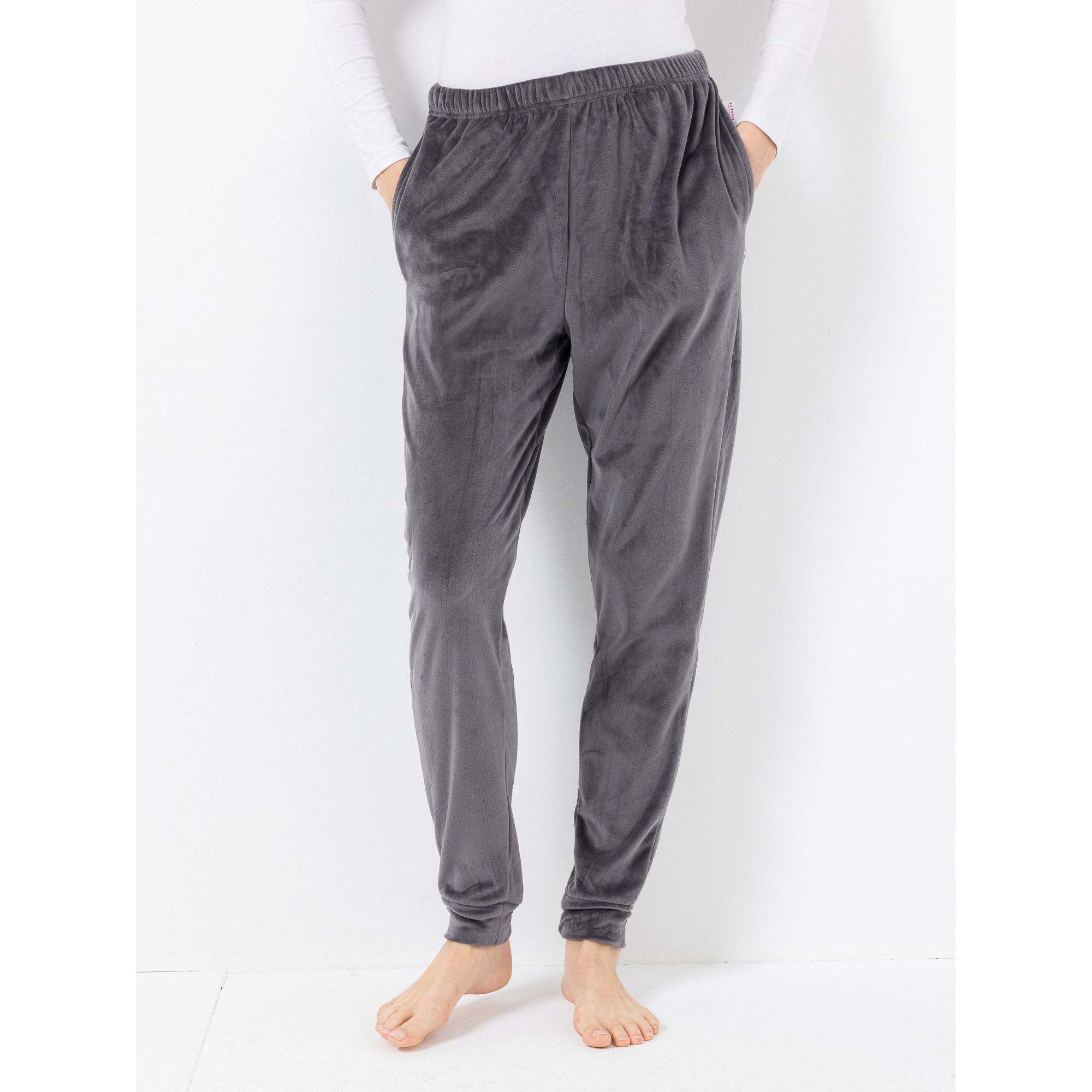 MONT CHALET Damen-Hose uni Mikrofaser Samtfell schmale Passform