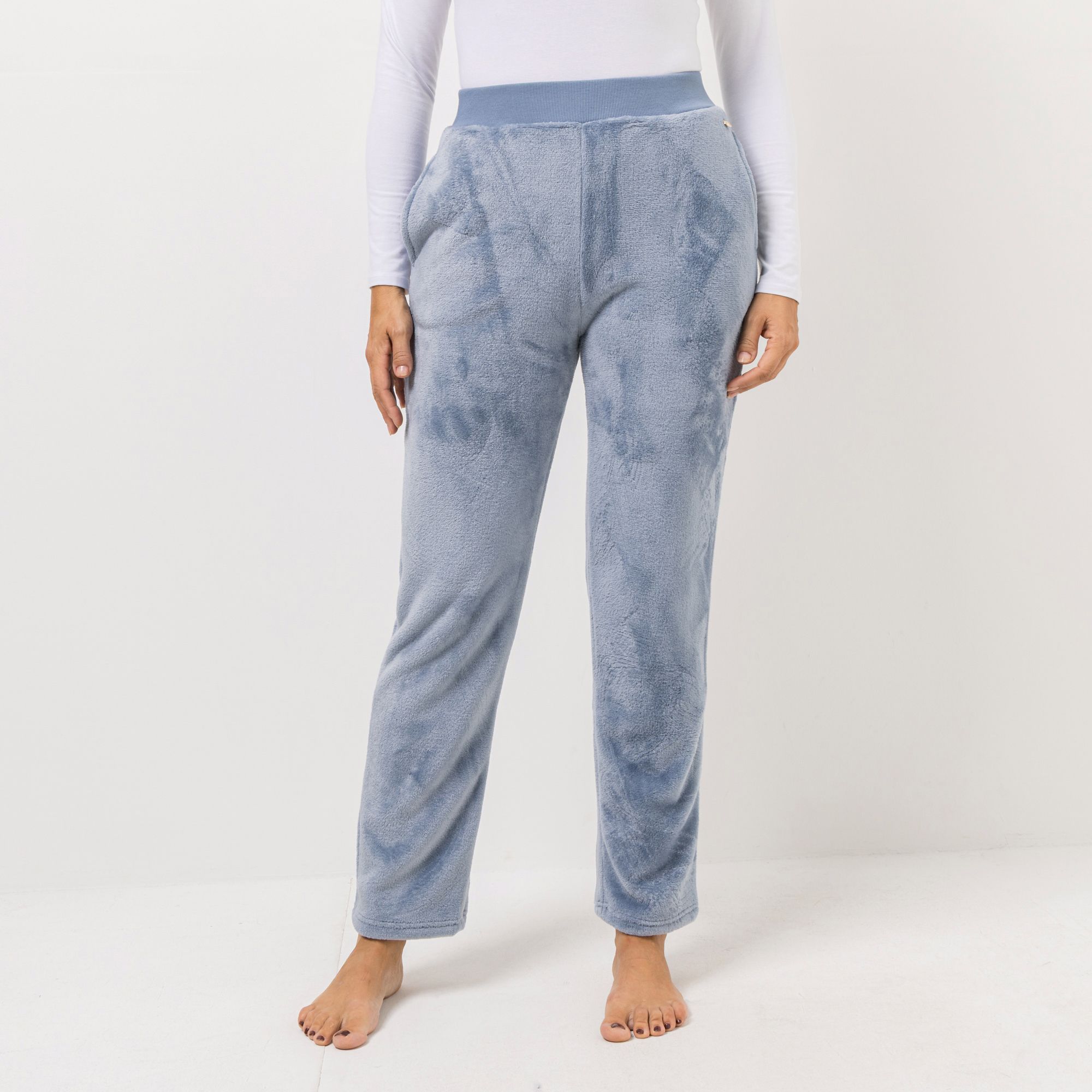 MONT CHALET Damen-Hose uni Mikrofaser Chinchilla Taschen